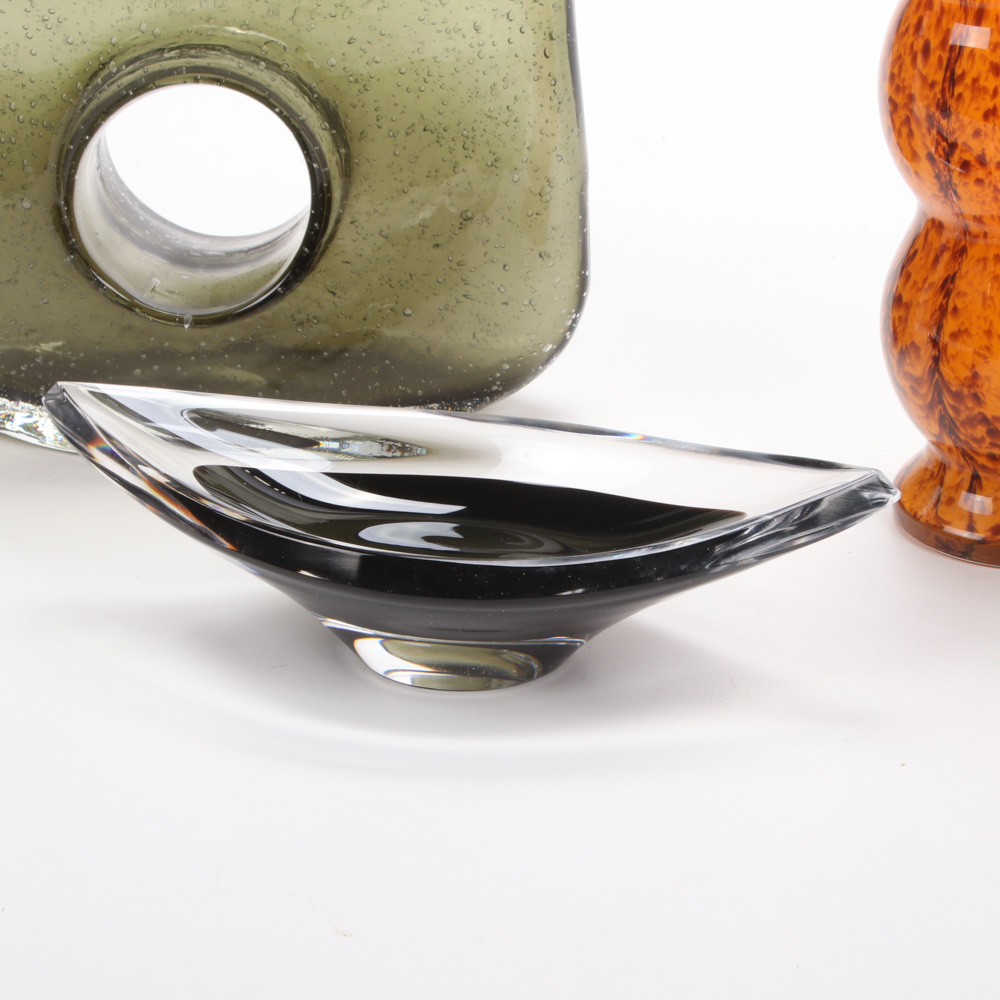 Modernist Style Art Glass Vases and Bowl