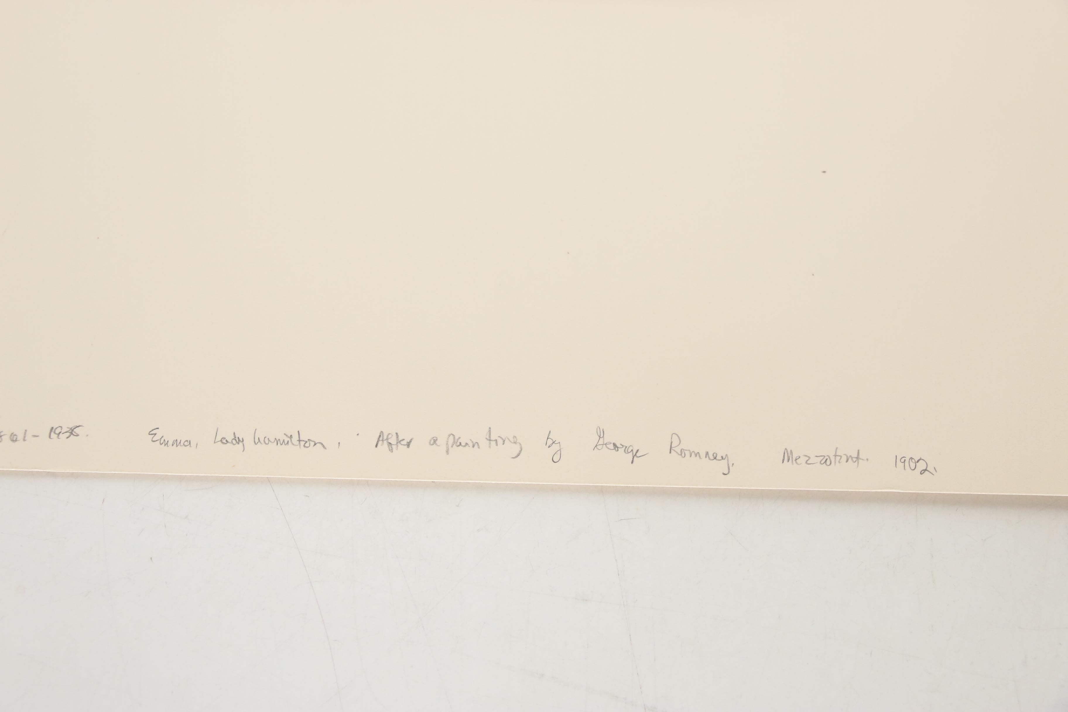 Samuel Arlent Edwards Mezzotint after George Romney "Emma, Lady Hamilton", 1902