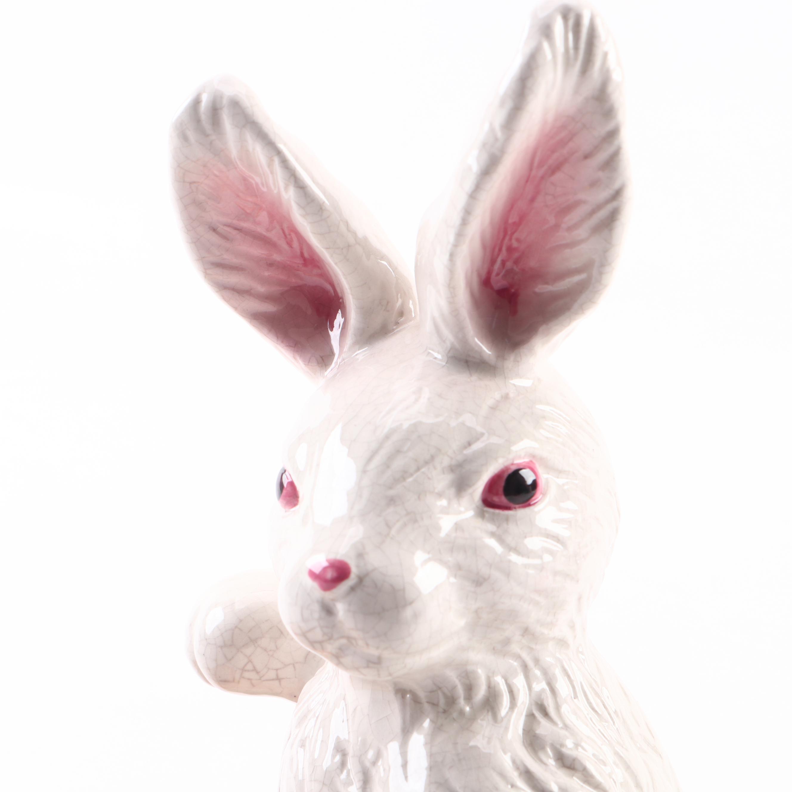 Majolica Style Rabbit Figurine and Ceramic Plant Mister