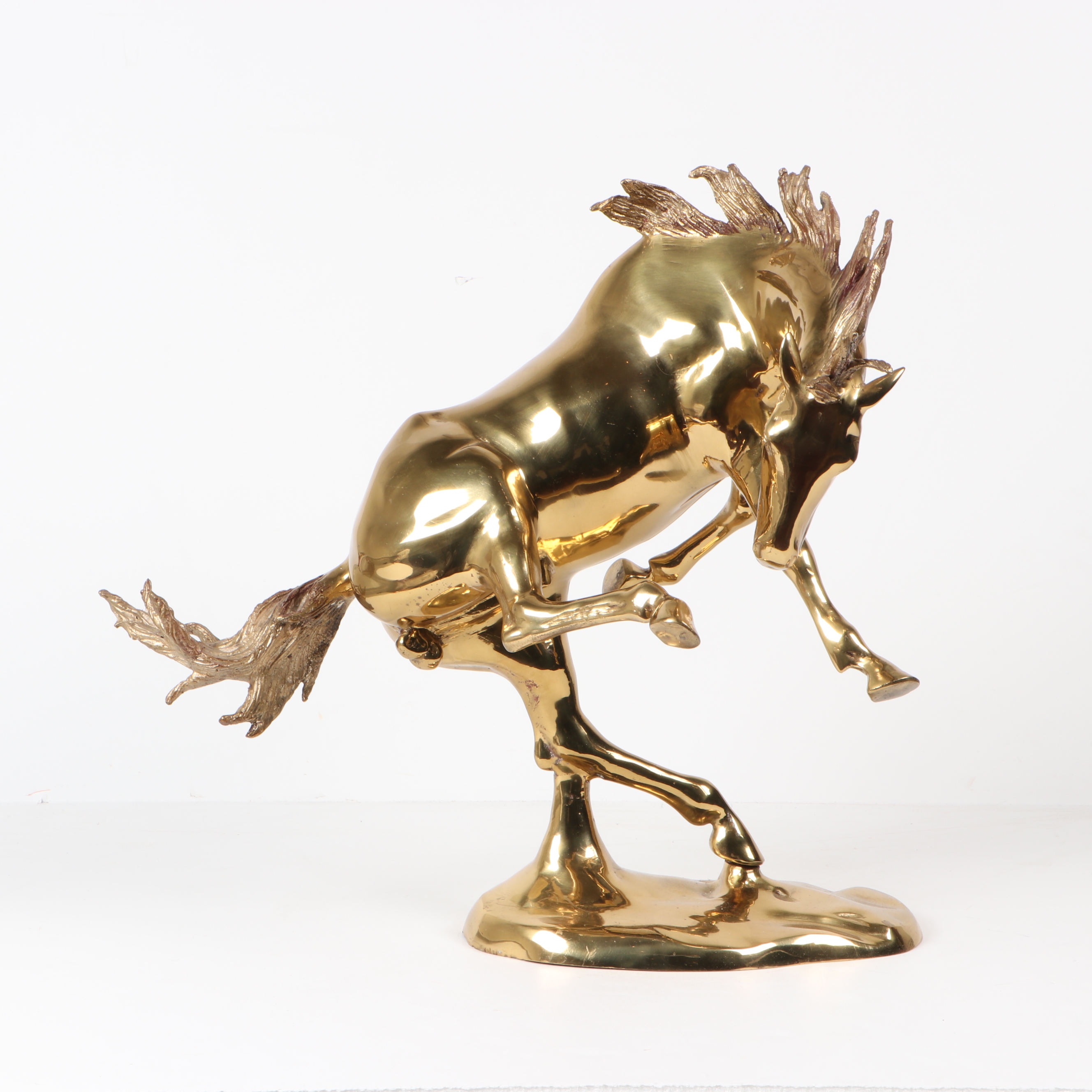 Cast Brass Sculpture of Wild Horse