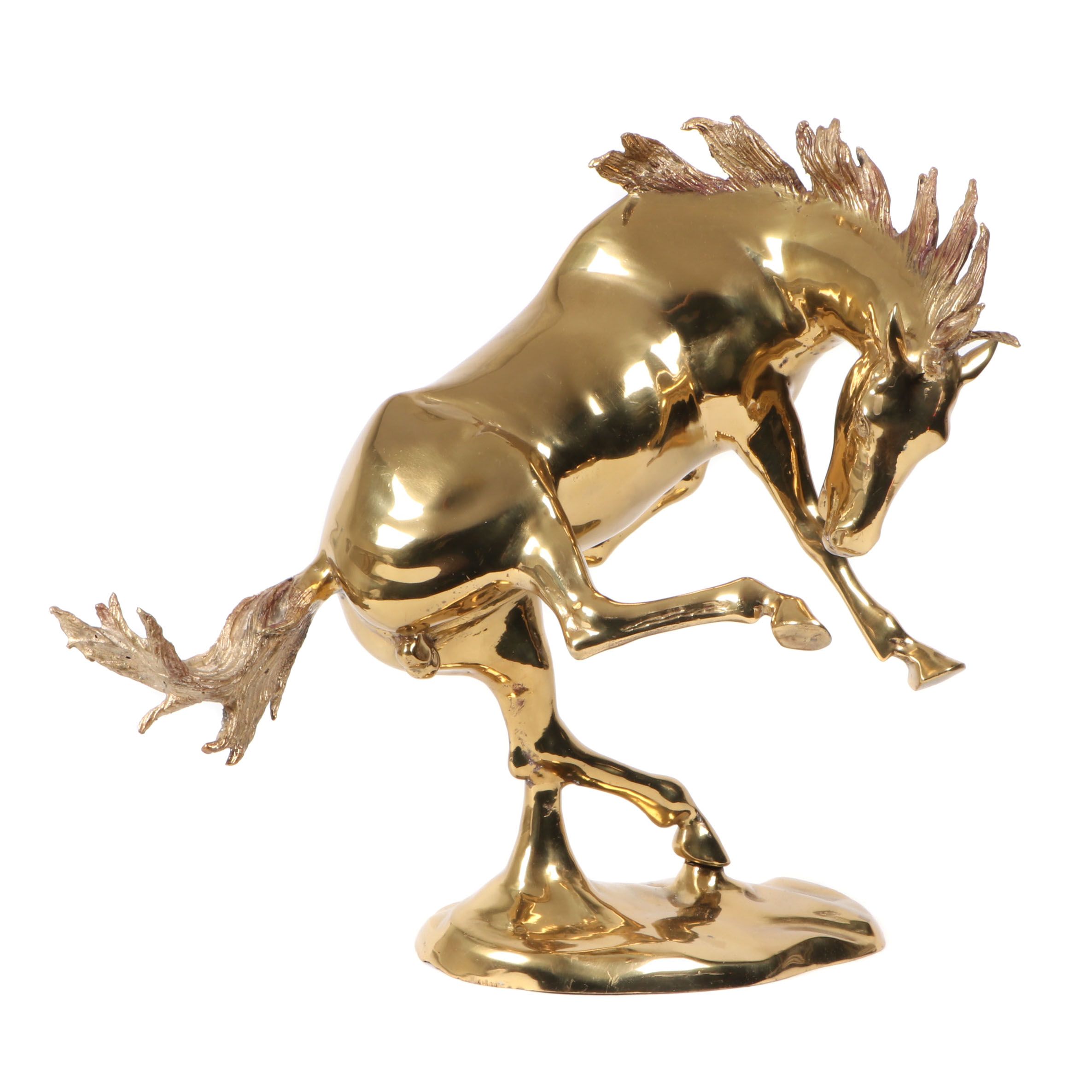 Cast Brass Sculpture of Wild Horse