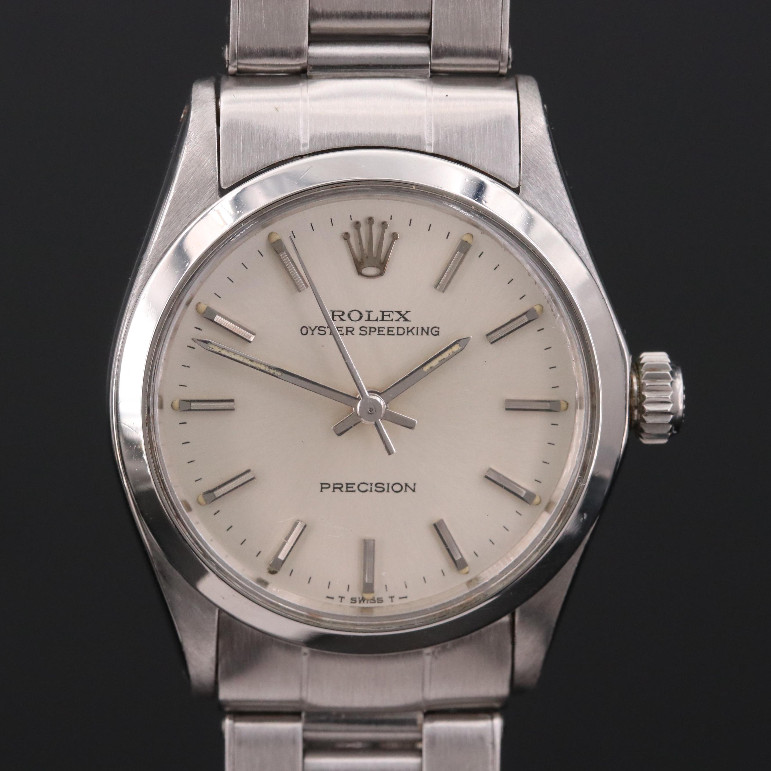 Vintage Rolex Oyster SpeedKing Precision Stainless Steel Stem Wind Watch