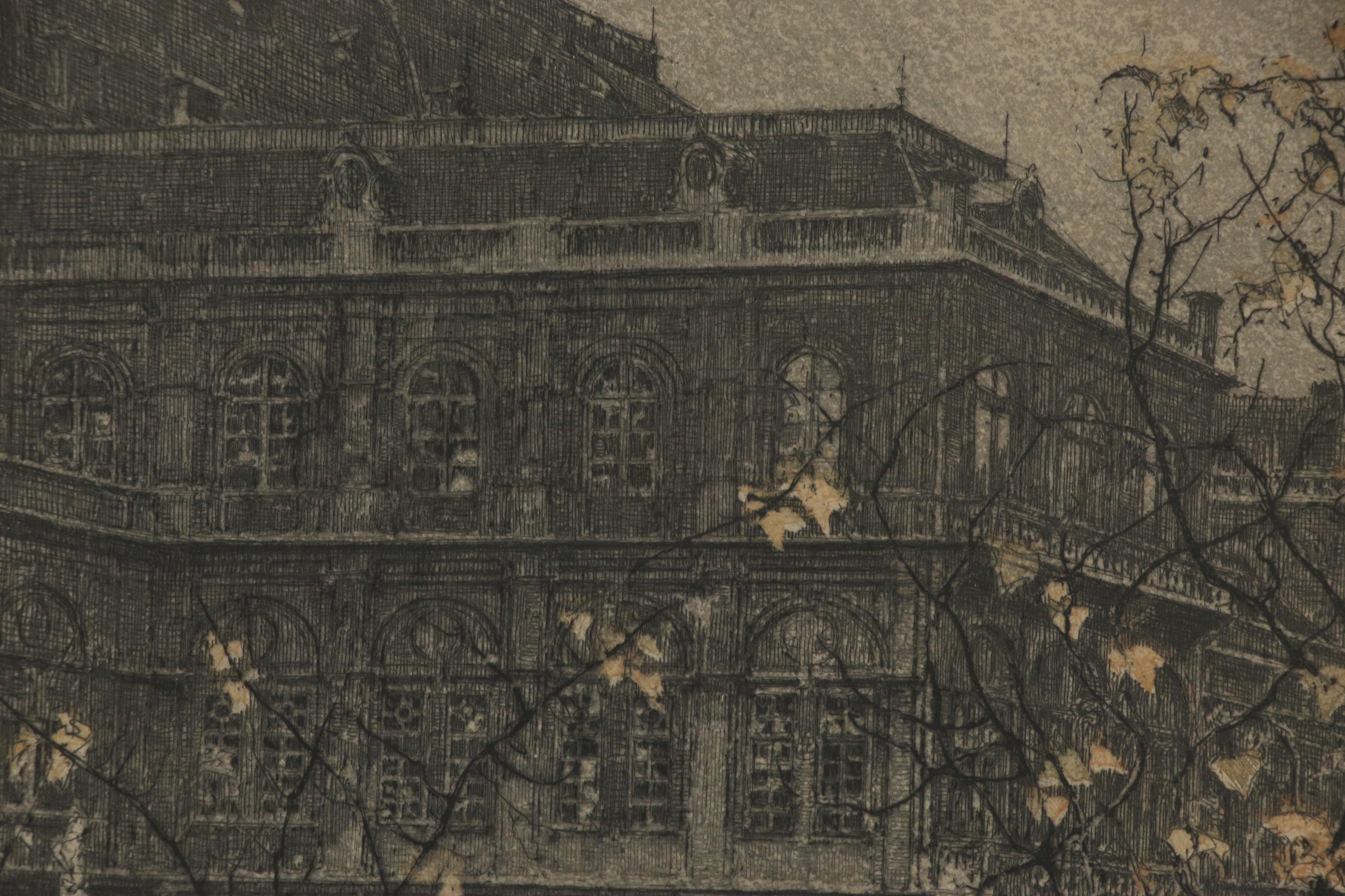 Luigi Kasimir Etching "Vienna Opera House", 1922