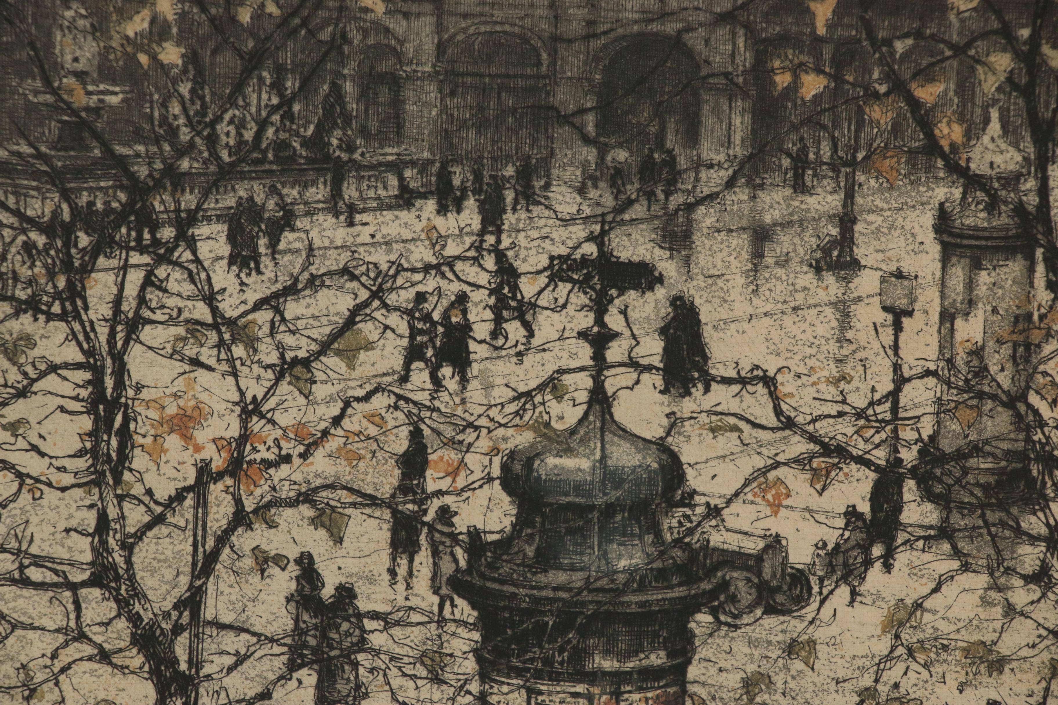 Luigi Kasimir Etching "Vienna Opera House", 1922