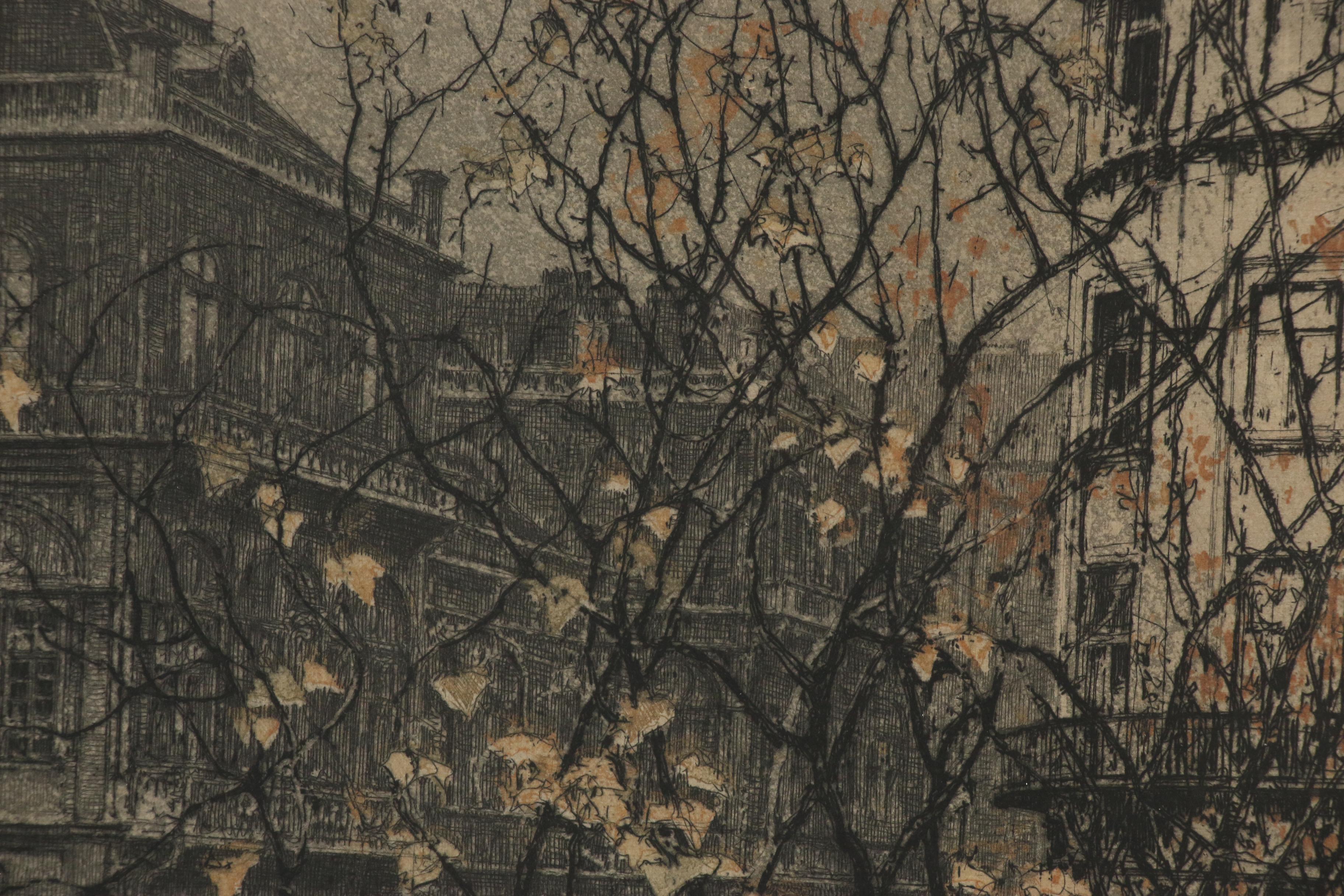 Luigi Kasimir Etching "Vienna Opera House", 1922