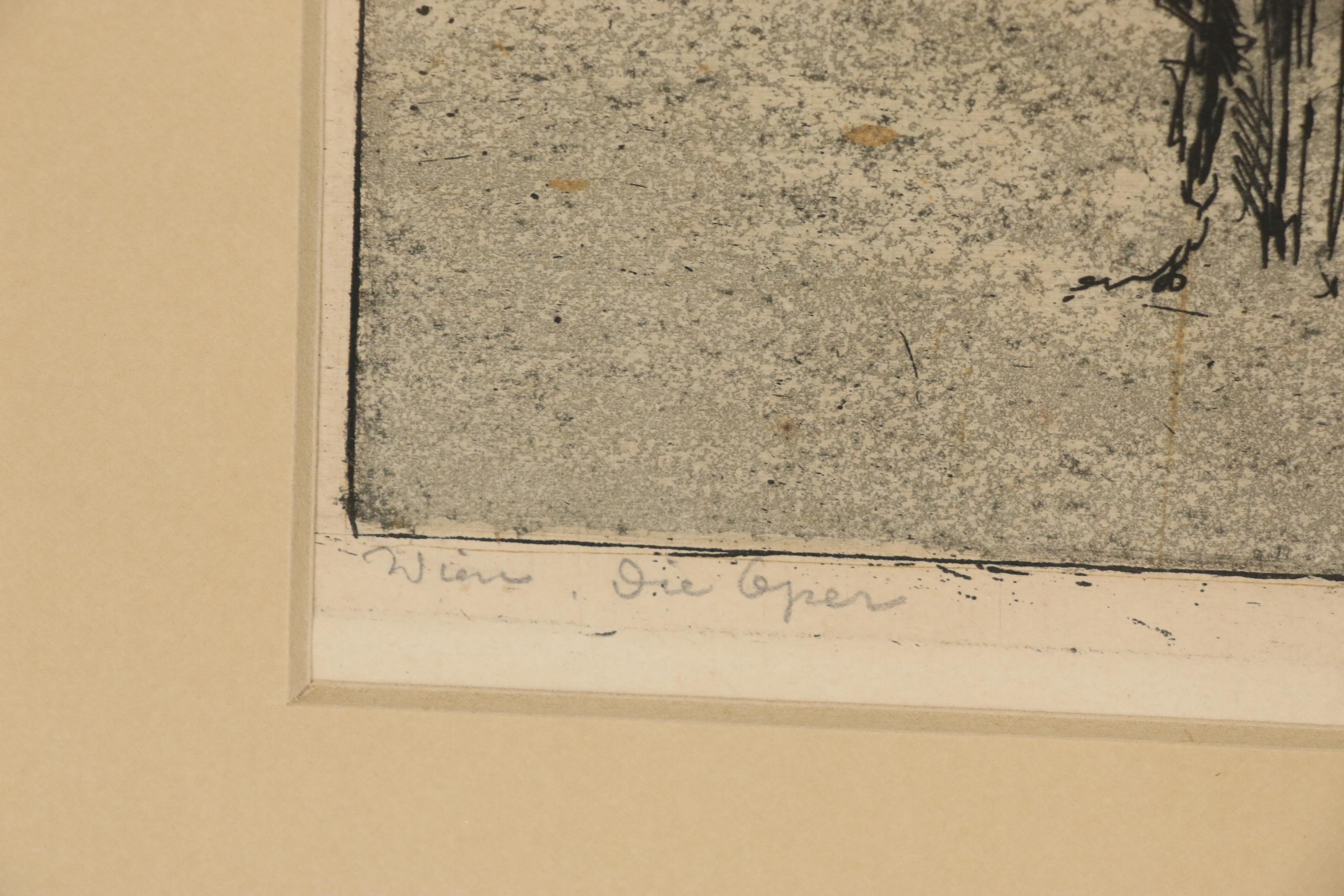 Luigi Kasimir Etching "Vienna Opera House", 1922