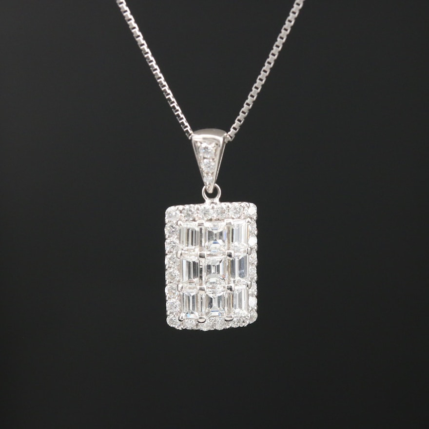 Platinum 1.16 CTW Diamond Pendant Necklace