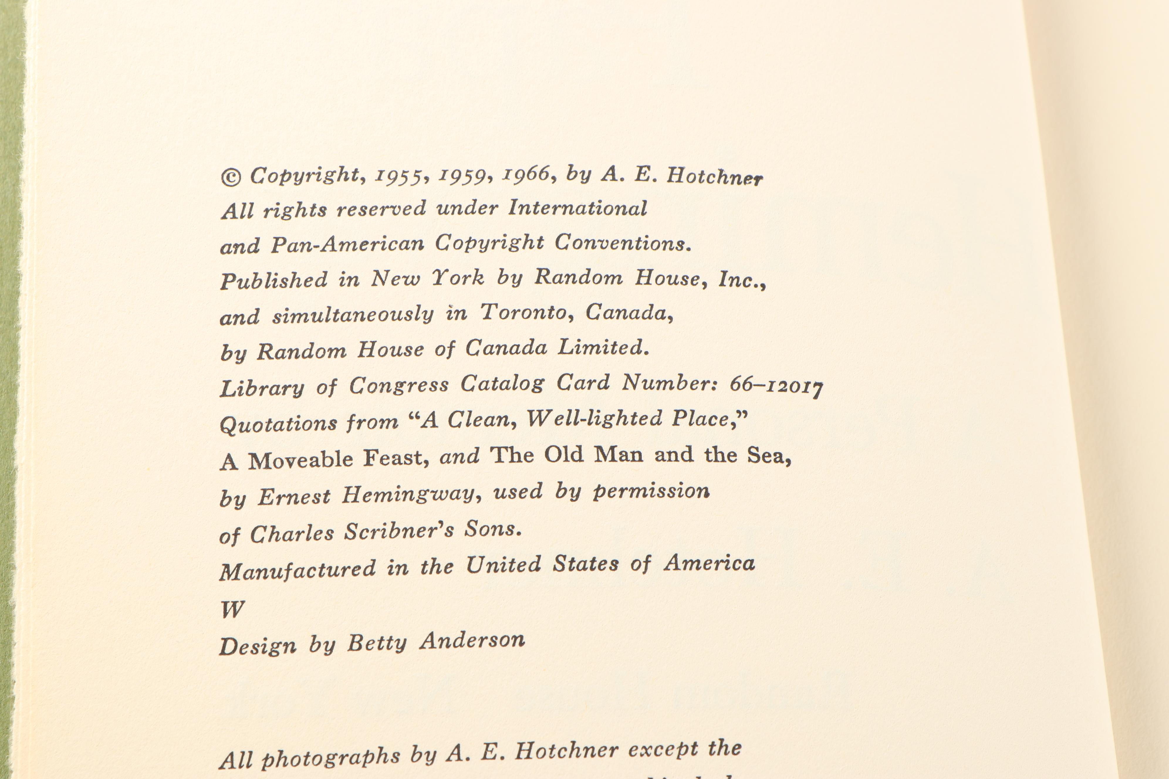 "Papa Hemingway" by Hotchner with Additional Books By and About Ernest Hemingway
