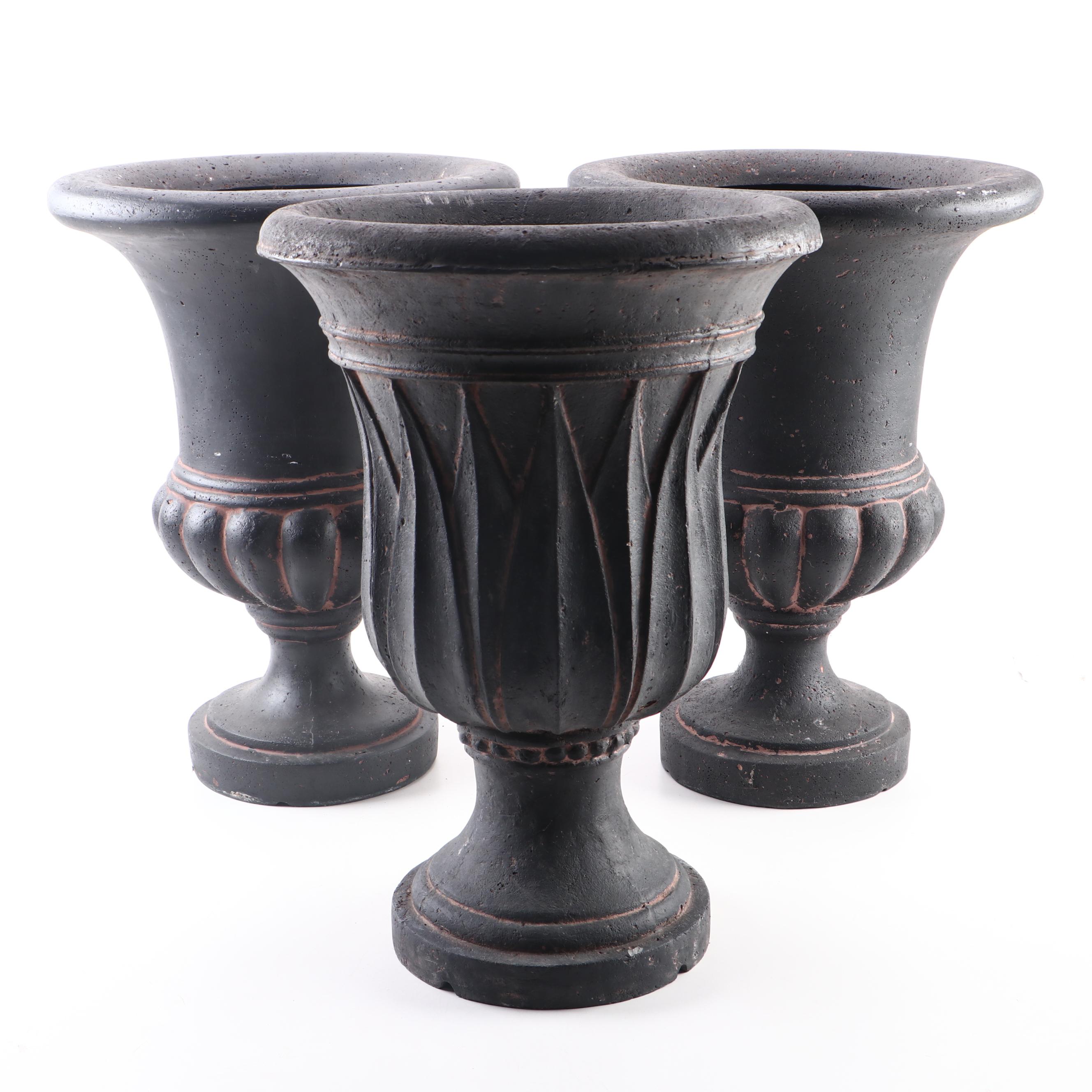 Peba Cast Stone Neoclassical Style Garden Urns with Drainage