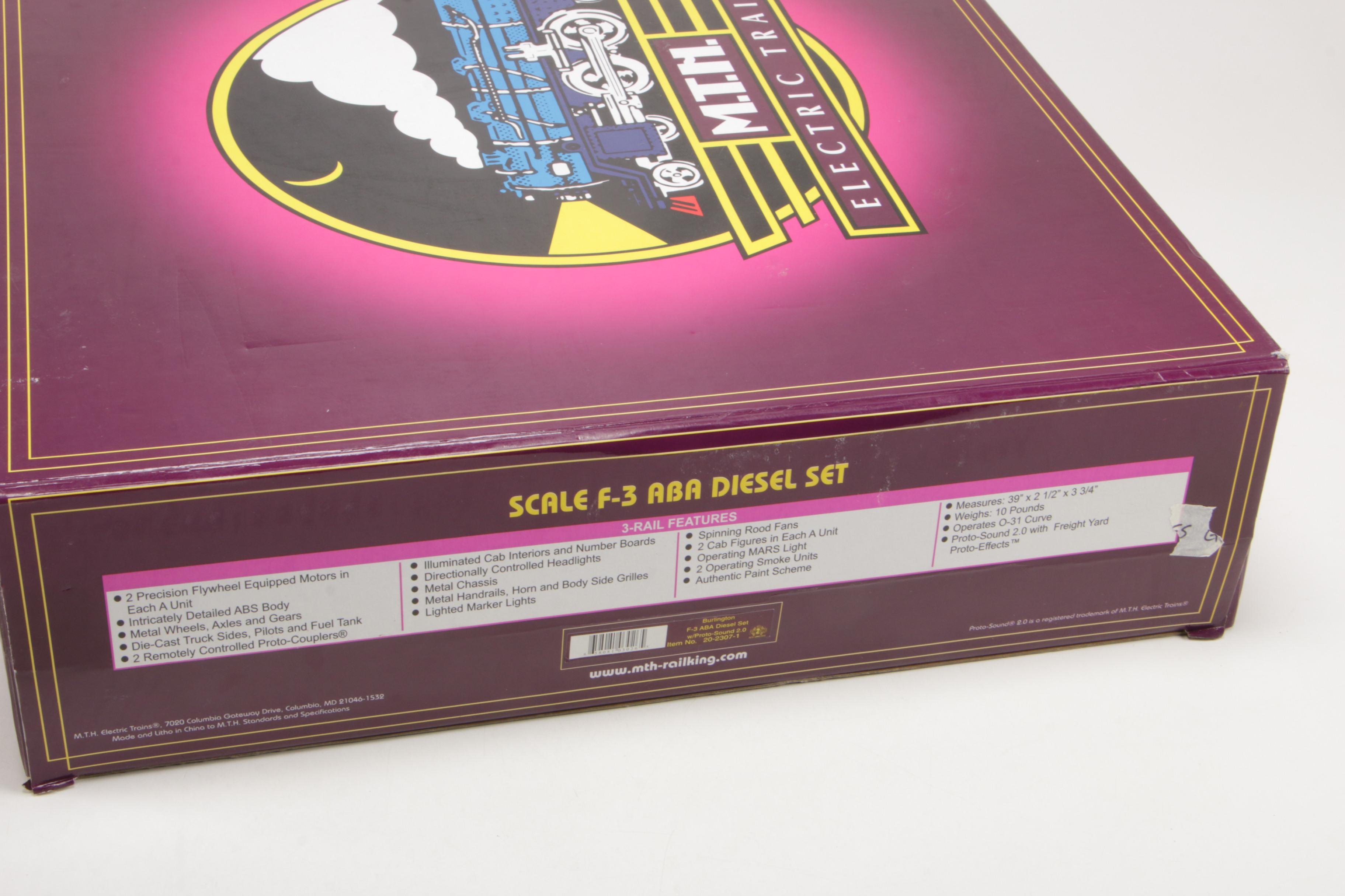 M.T.H. Scale F-3 ABA Burlington Model Train Set in Original Packaging