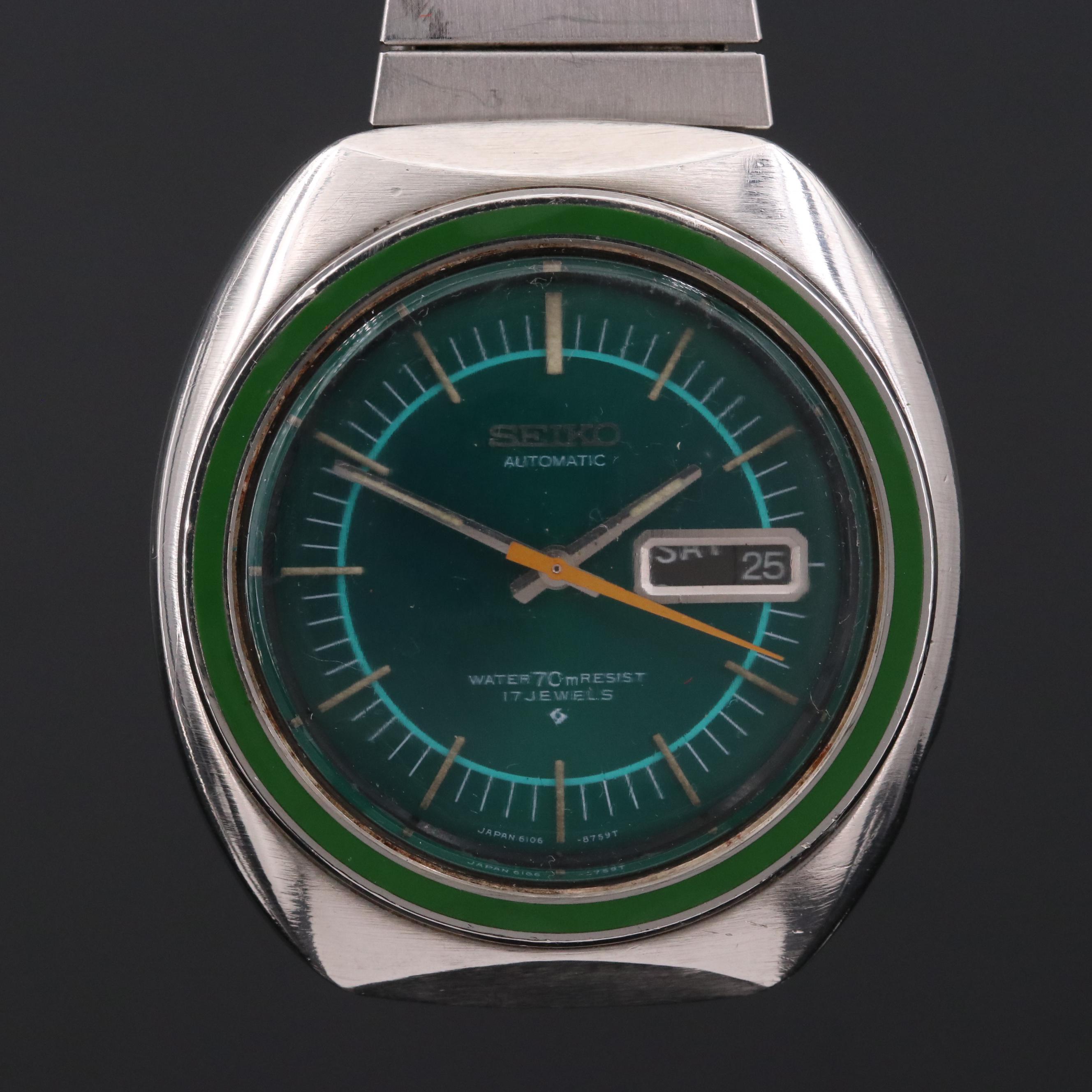 Vintage Seiko 6106-8569 Stainless Steel Automatic Day - Date Watch