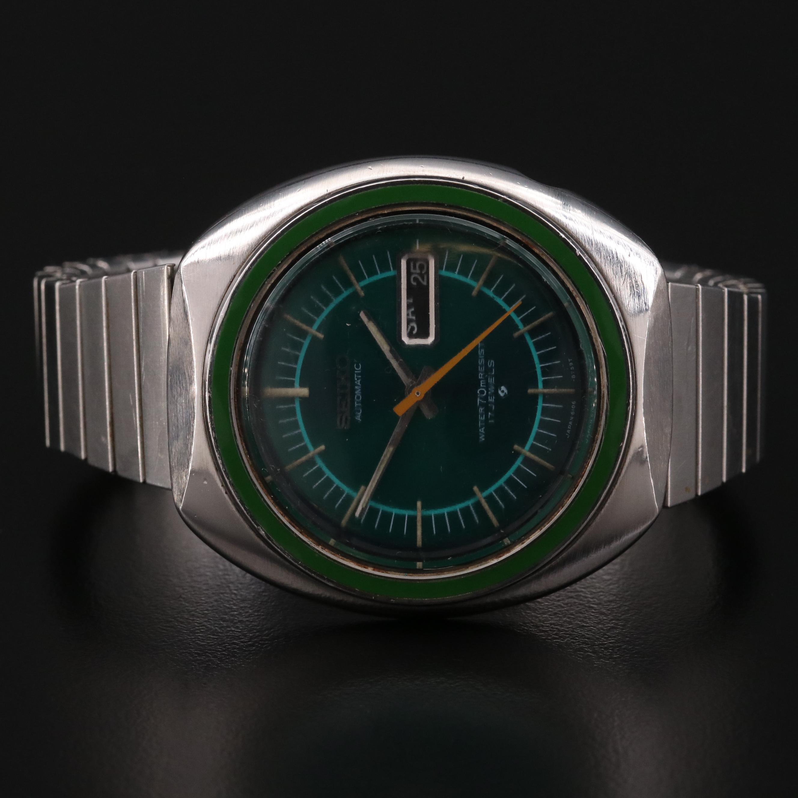 Vintage Seiko 6106-8569 Stainless Steel Automatic Day - Date Watch