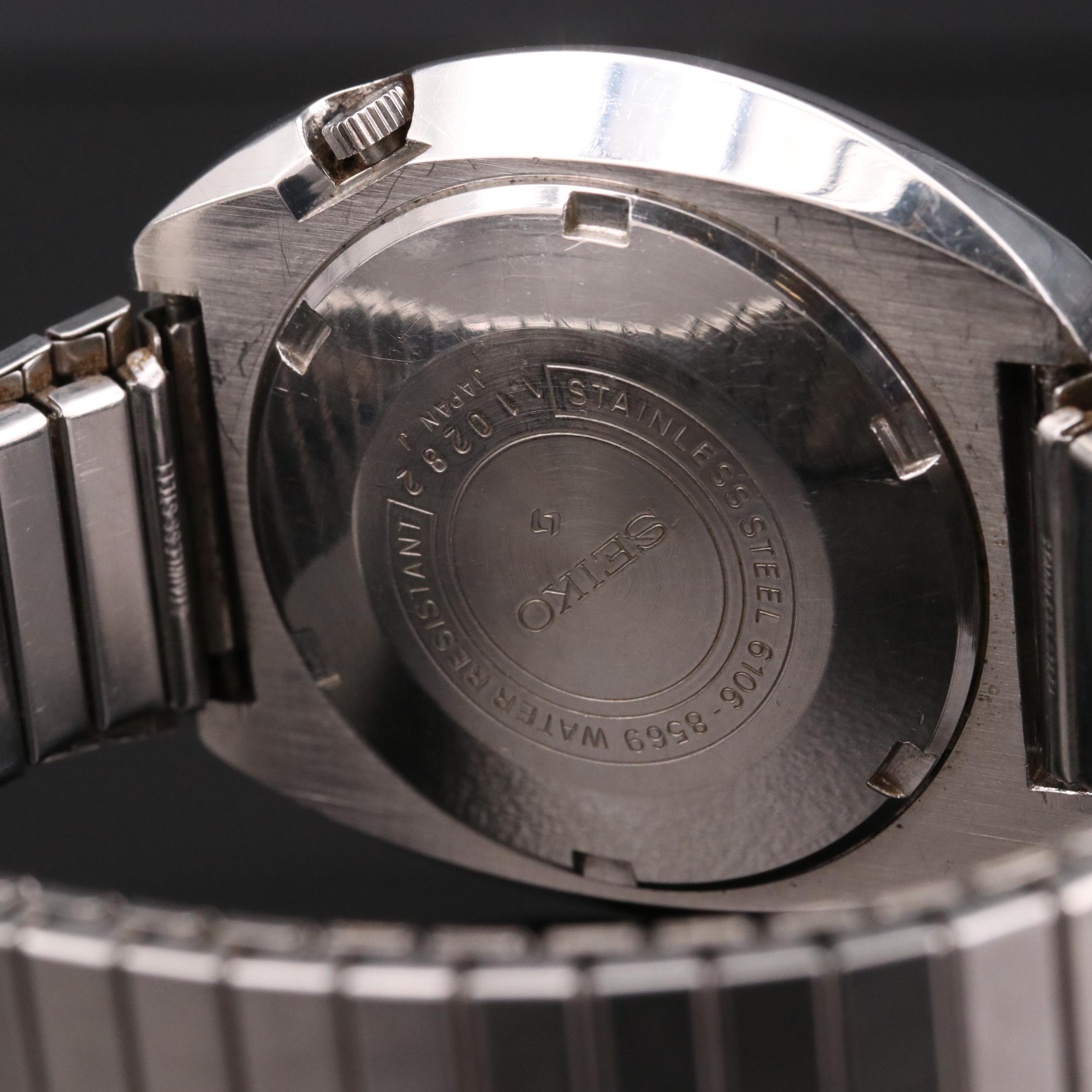 Vintage Seiko 6106-8569 Stainless Steel Automatic Day - Date Watch