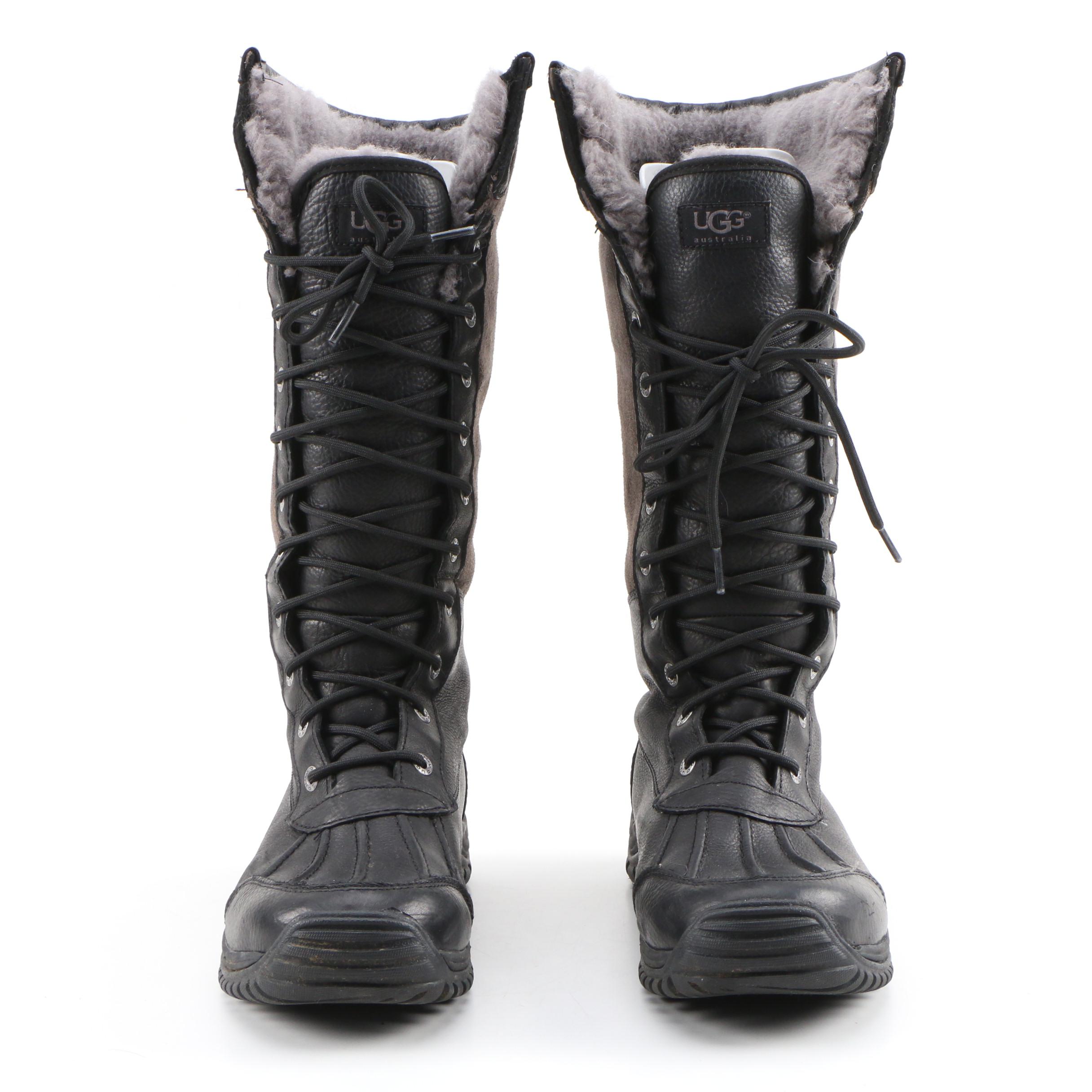 UGG Australia Adirondack Tall III Leather and Suede Shearling Boots