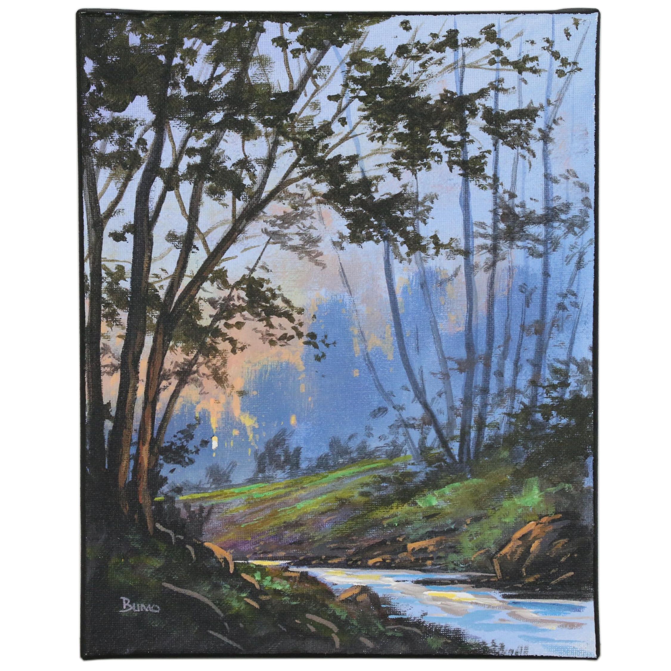 Douglas “Bumo” Johnpeer Landscape Oil Painting "Morning Creek"