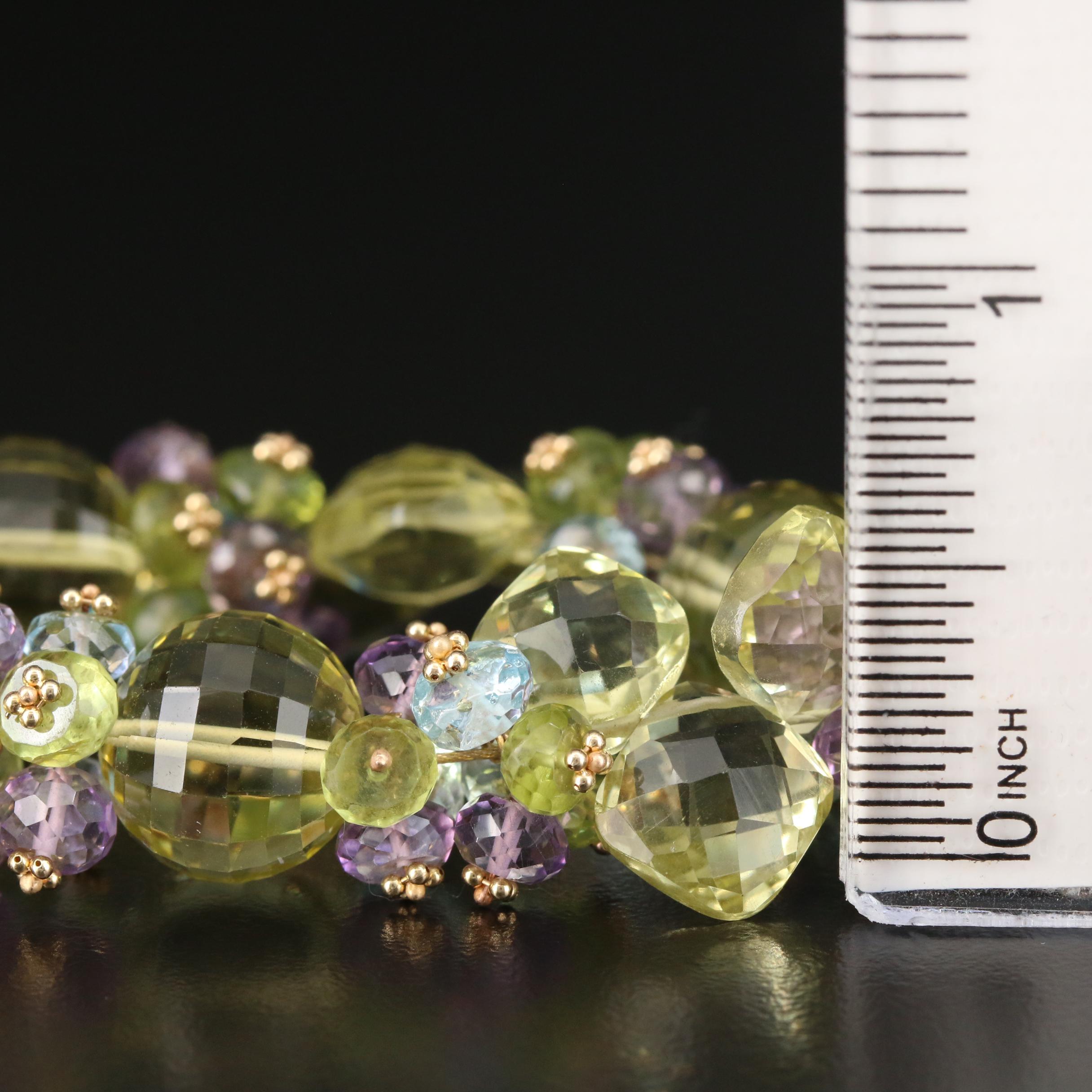 Joanne Daley 14K Gold Citrine, Amethyst, Peridot and Aquamarine Bracelet