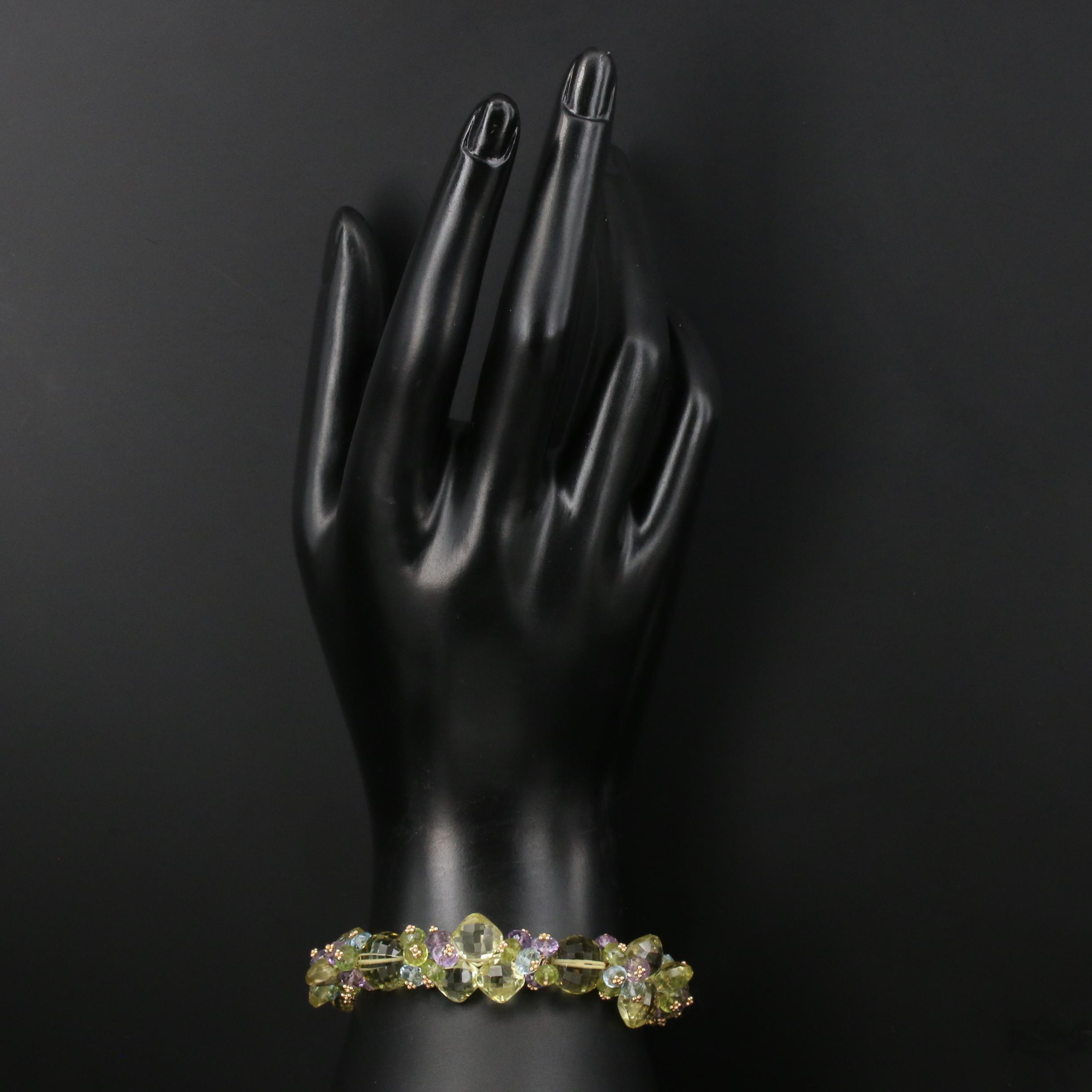 Joanne Daley 14K Gold Citrine, Amethyst, Peridot and Aquamarine Bracelet