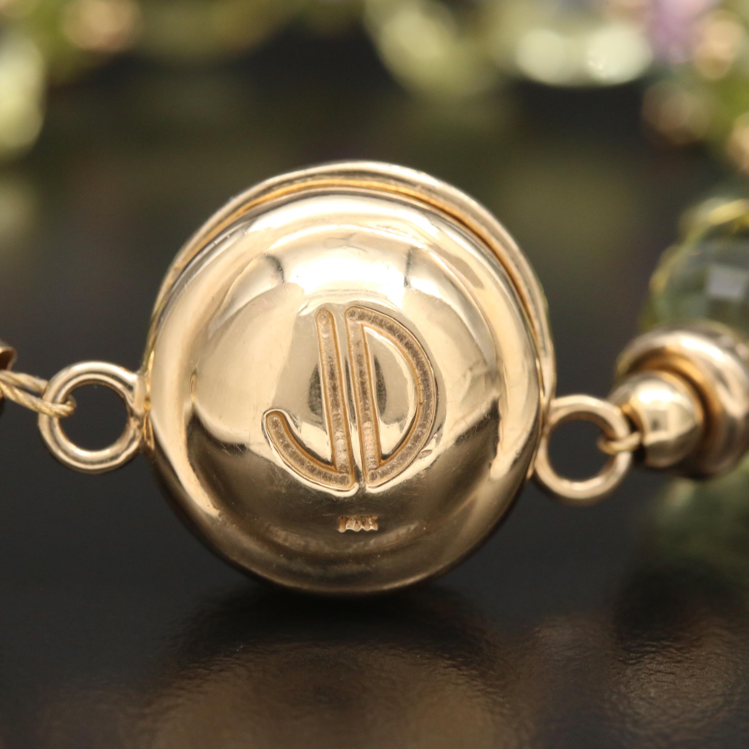 Joanne Daley 14K Gold Citrine, Amethyst, Peridot and Aquamarine Bracelet