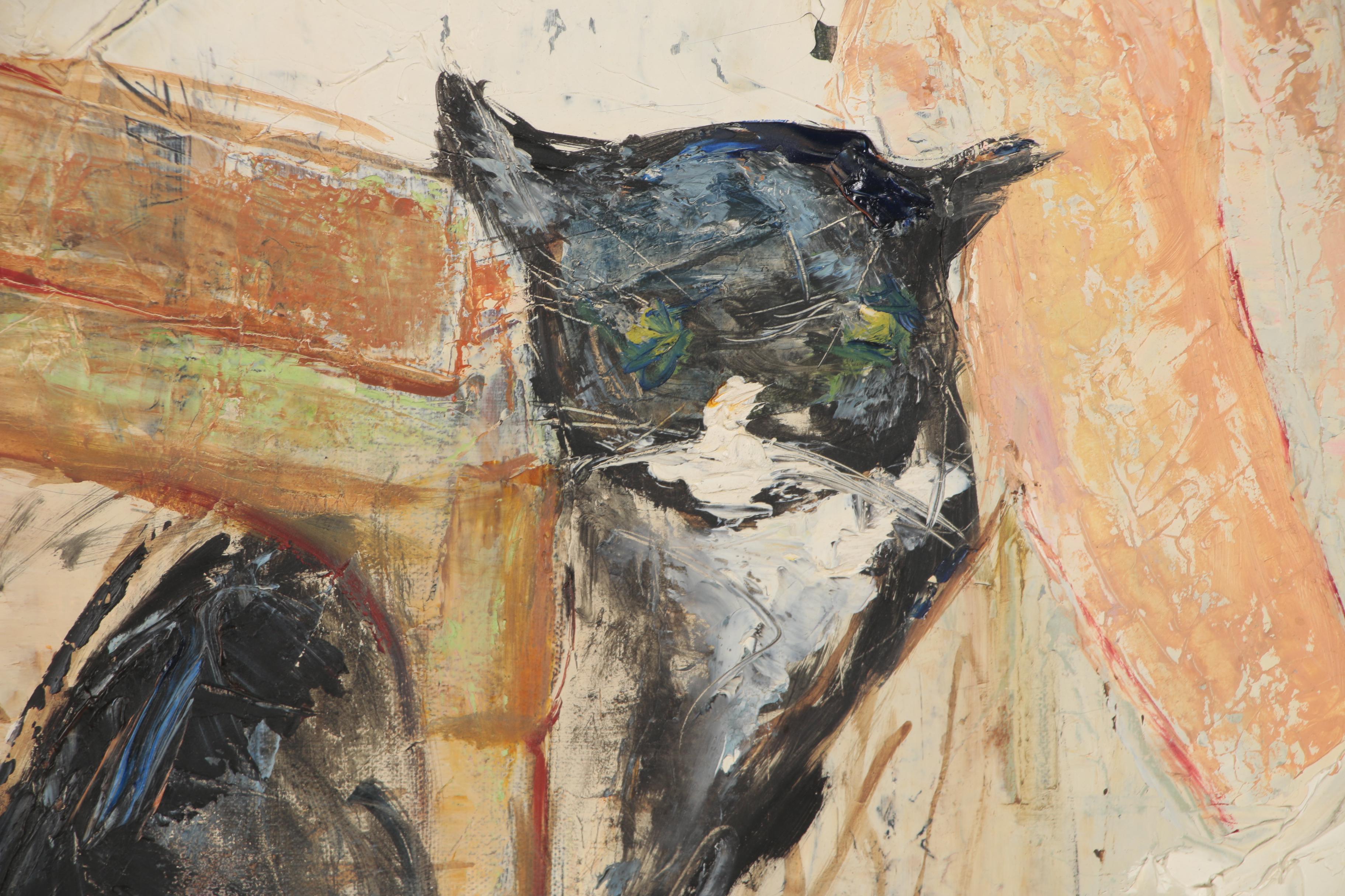 Mary Beich Oil Painting of Boy and Cats, Mid-20th Century