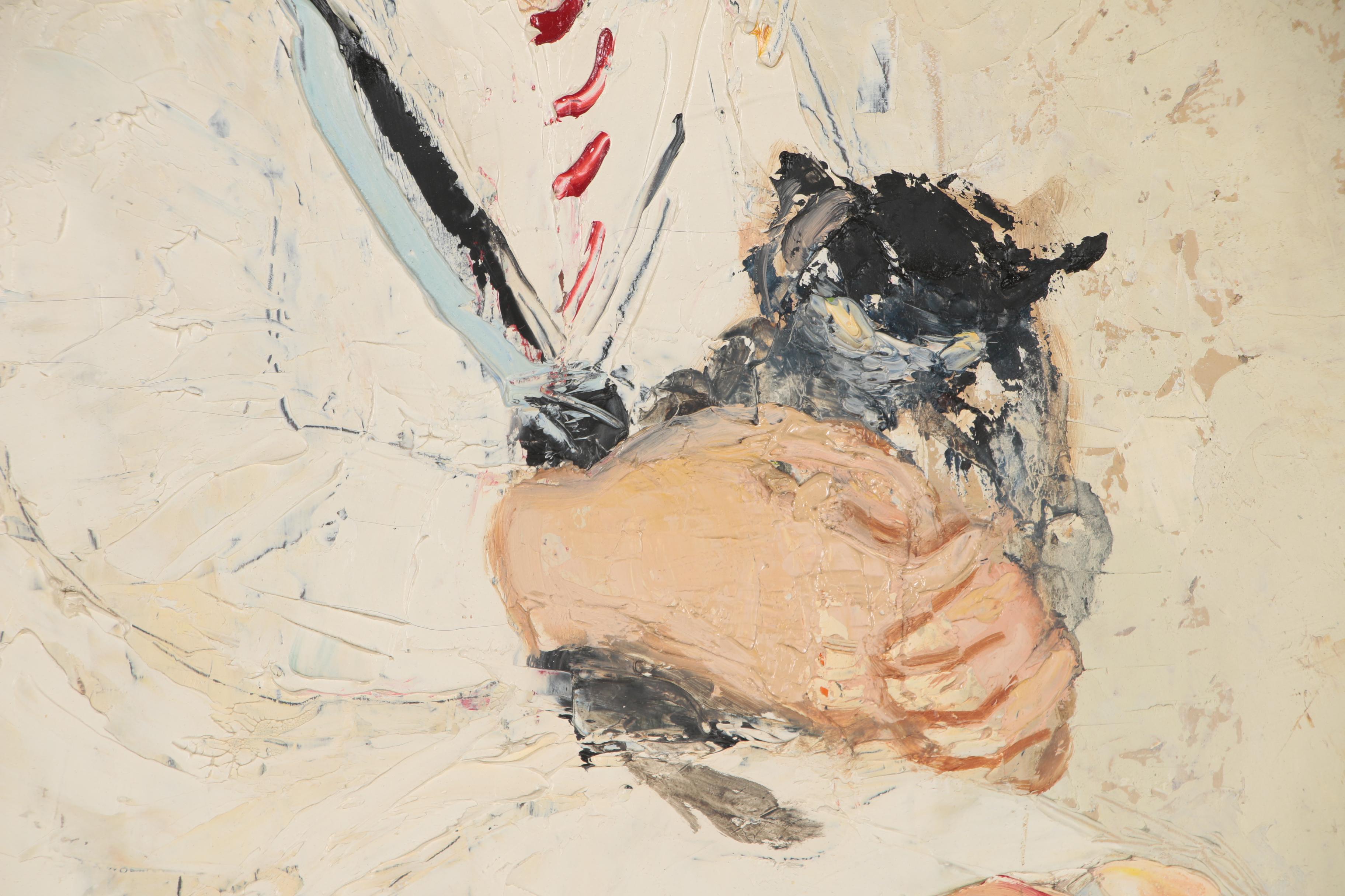 Mary Beich Oil Painting of Boy and Cats, Mid-20th Century