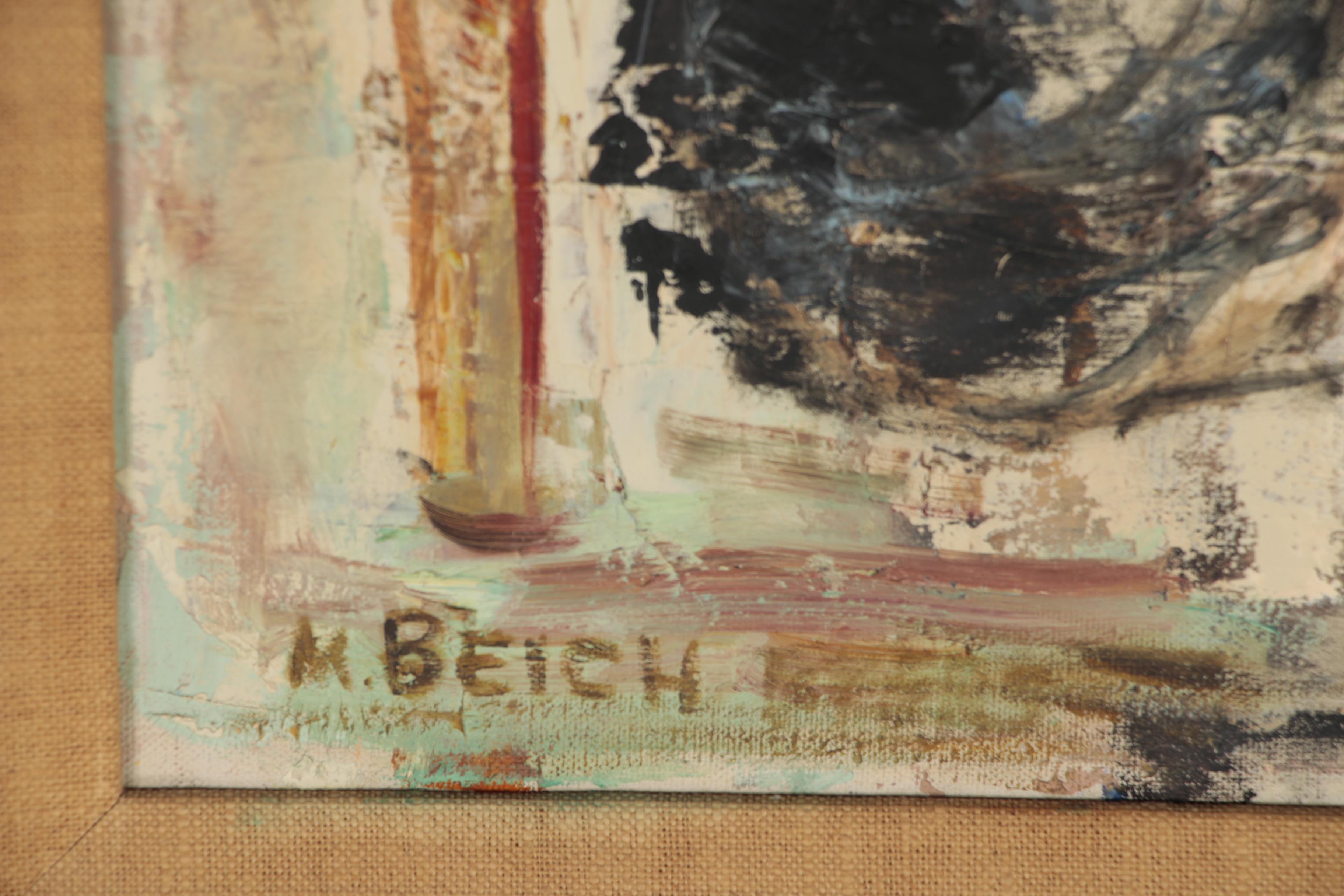 Mary Beich Oil Painting of Boy and Cats, Mid-20th Century