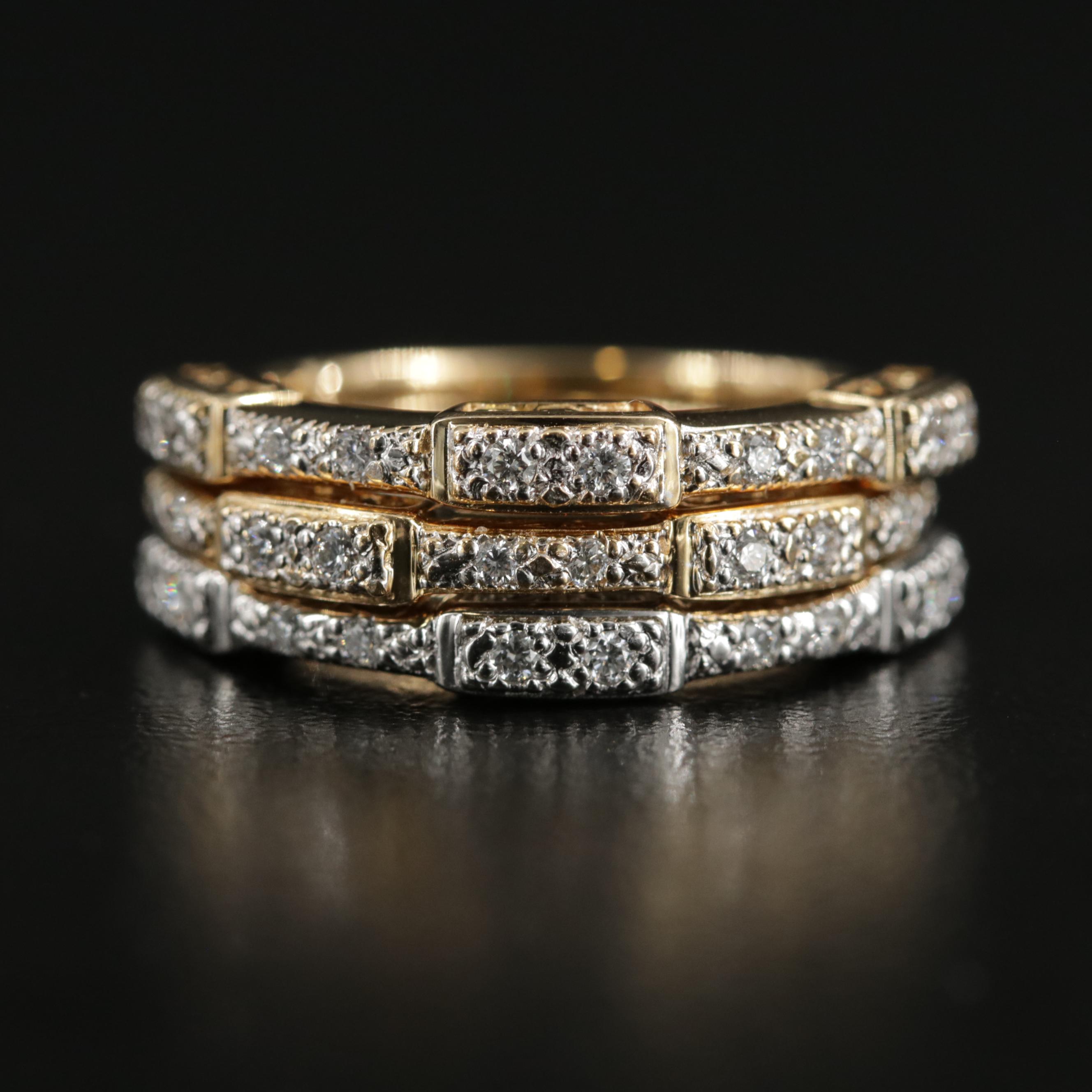 18K Gold Diamond Stacking Rings