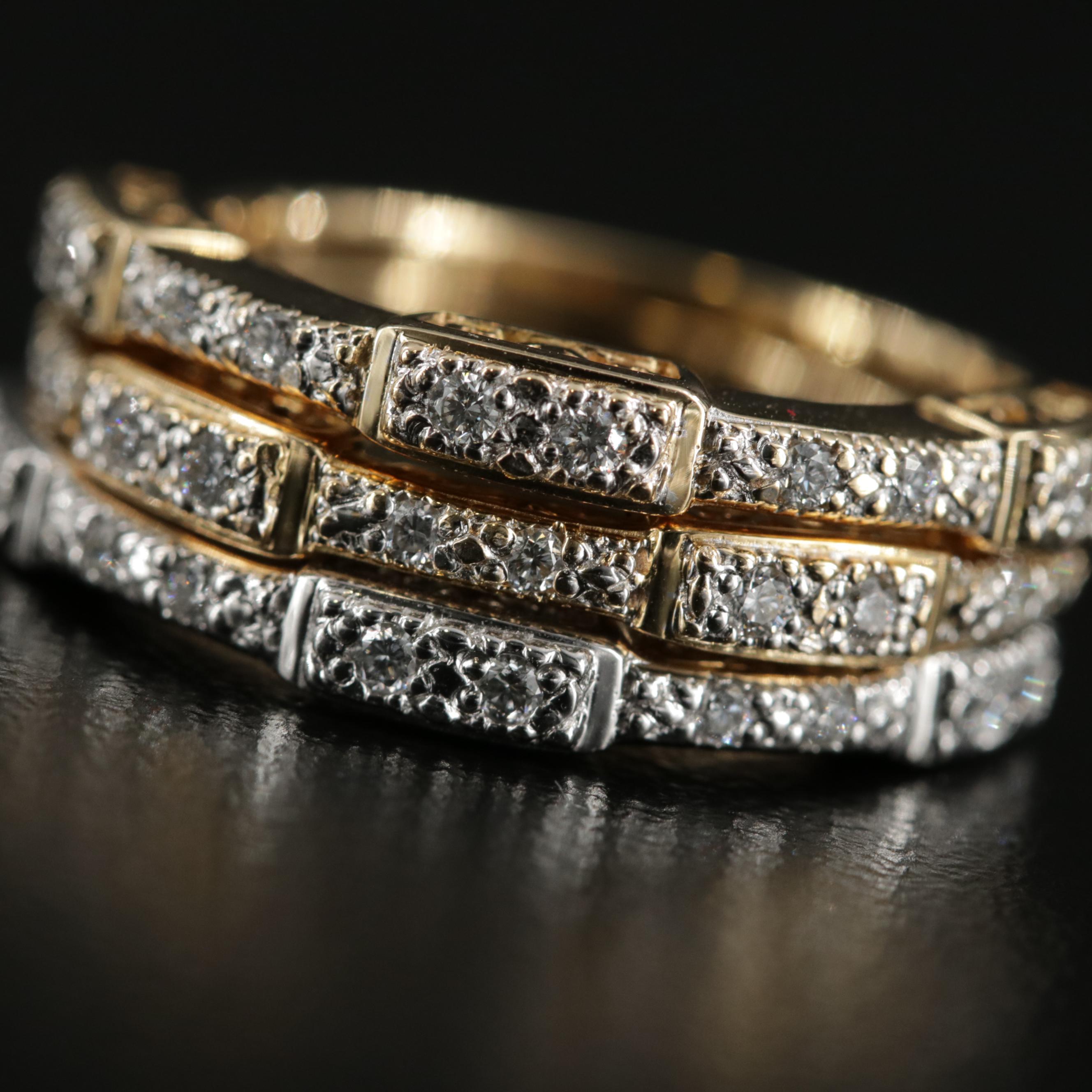 18K Gold Diamond Stacking Rings