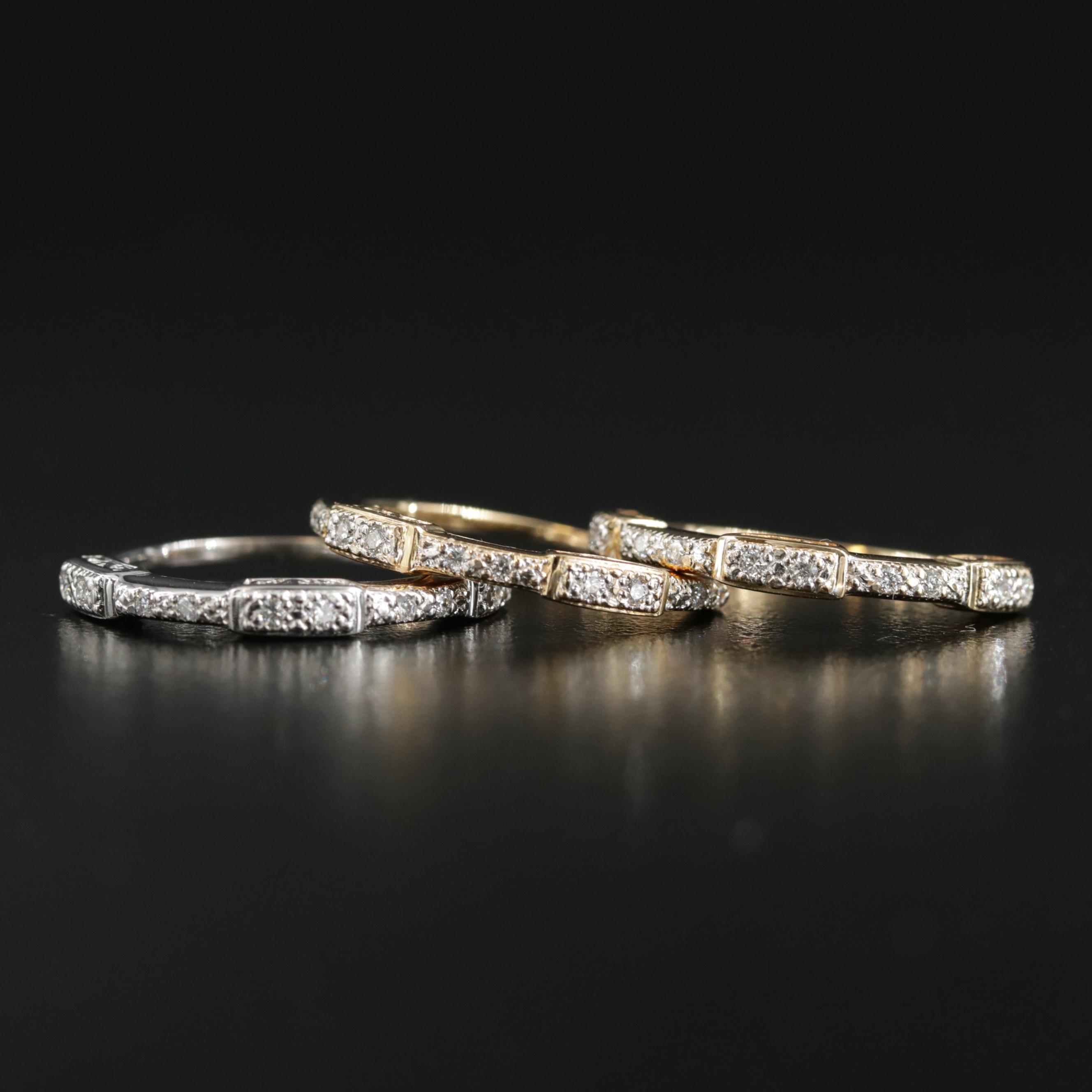 18K Gold Diamond Stacking Rings