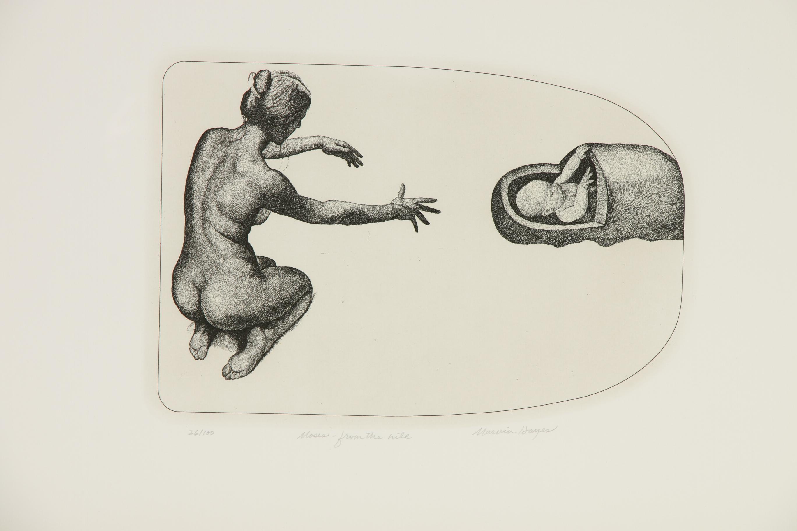 Marvin Hayes Biblical Etching "Moses - From the Nile", 1976