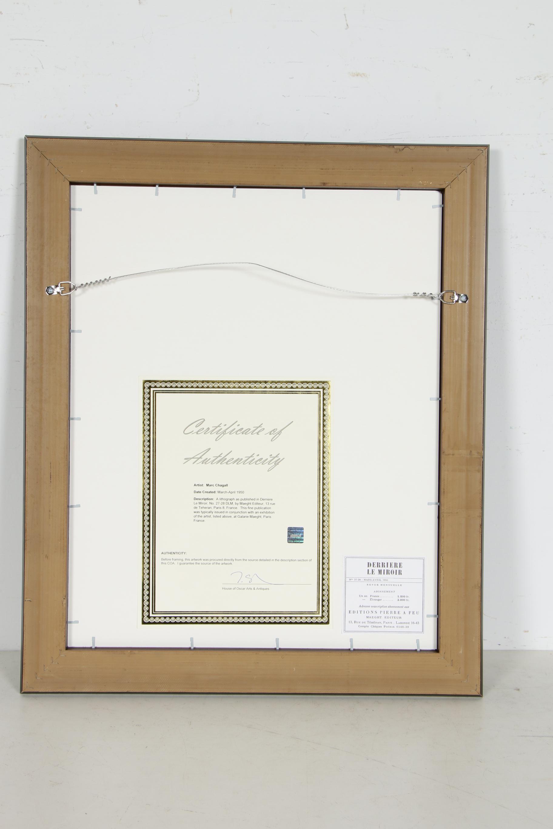 Marc Chagall Color Lithograph for "Derrière le Miroir", 1950