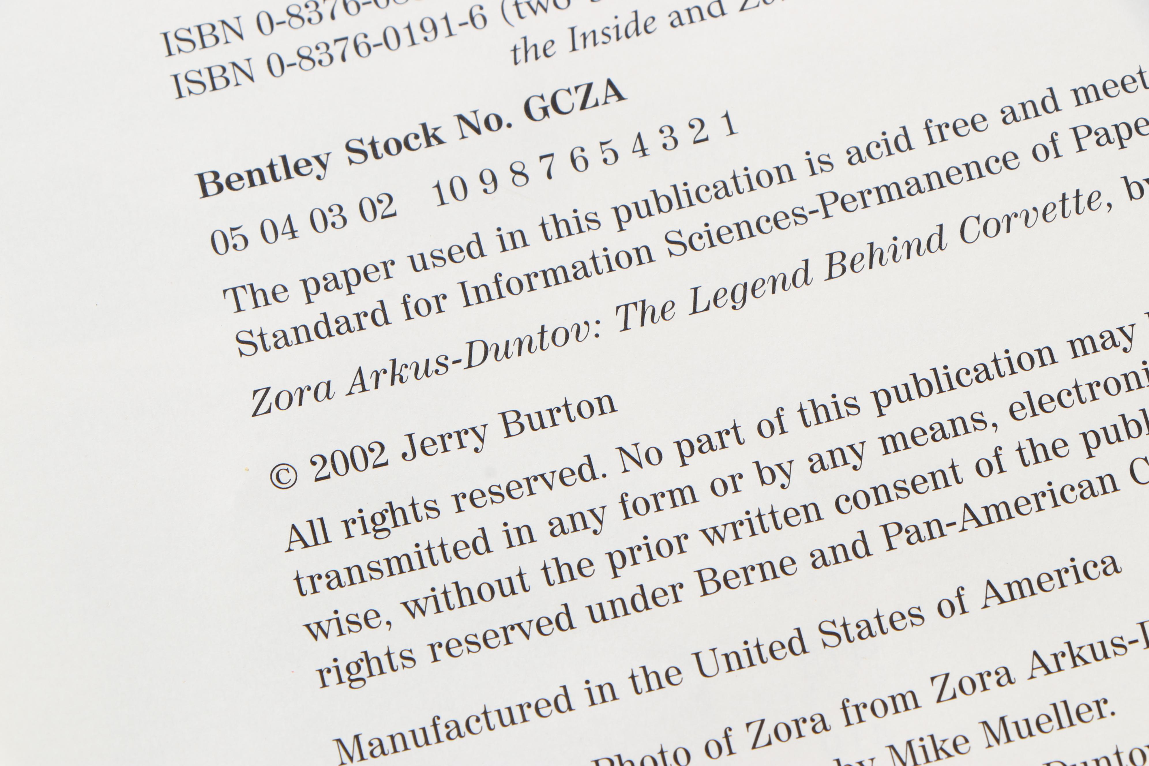 First Edition "Zora Arkus-Duntov: The Legend Behind Corvette" with Other Books