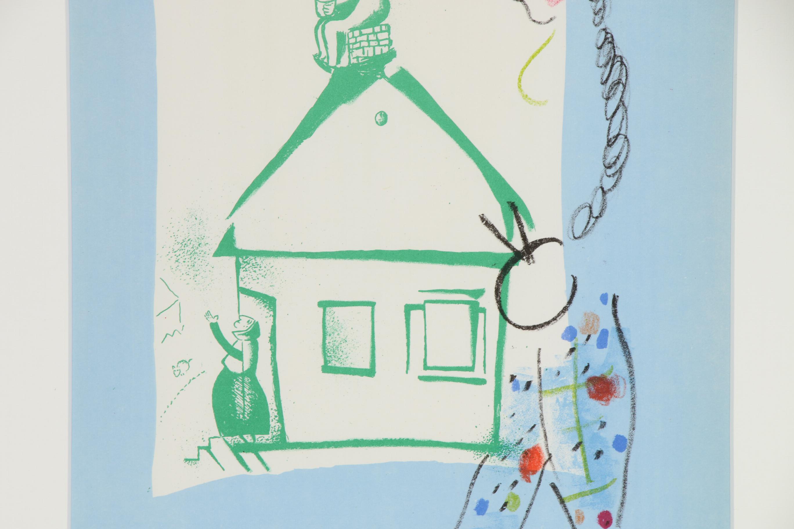 Marc Chagall Color Lithograph "Our House in the Village", 1960
