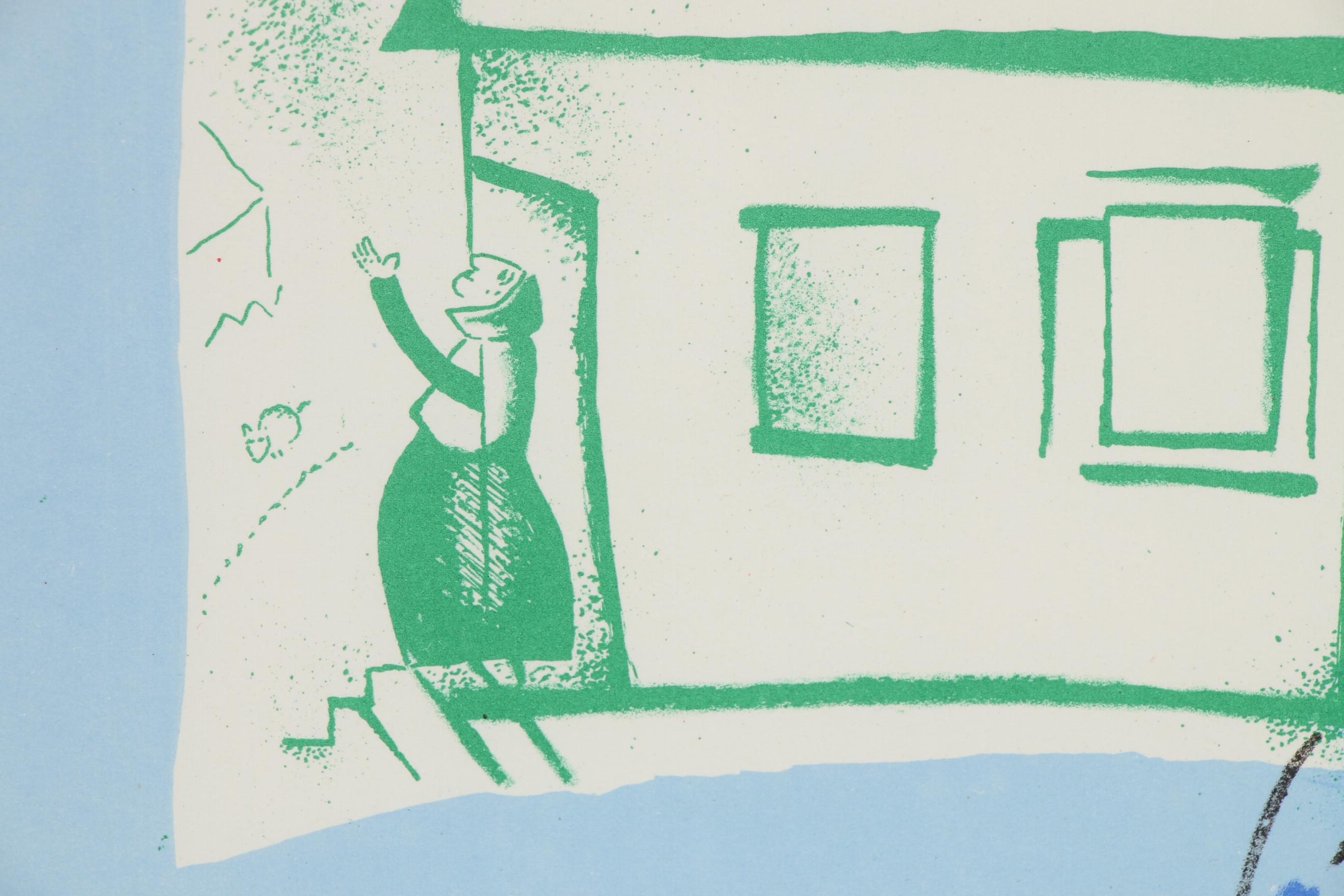 Marc Chagall Color Lithograph "Our House in the Village", 1960