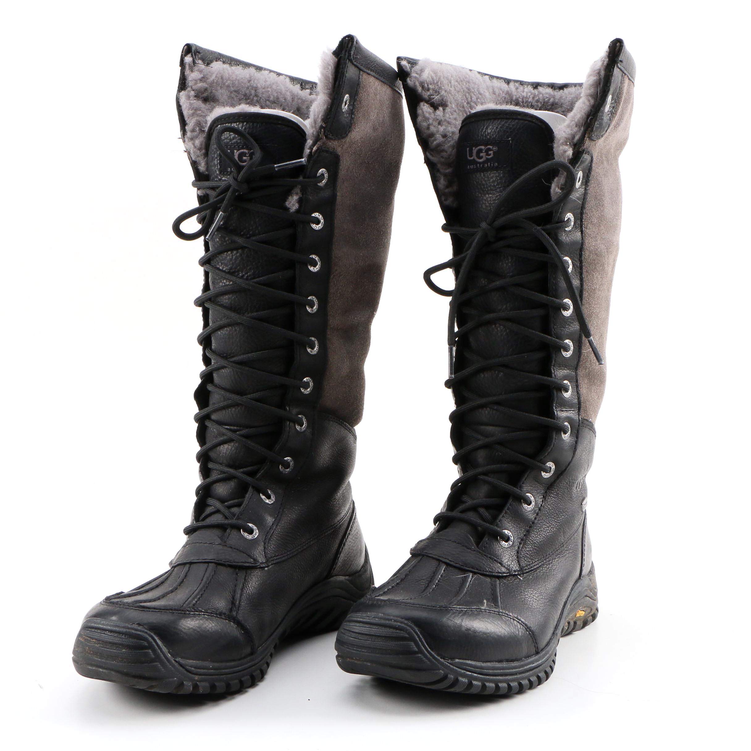 UGG Australia Adirondack Tall III Leather and Suede Shearling Boots