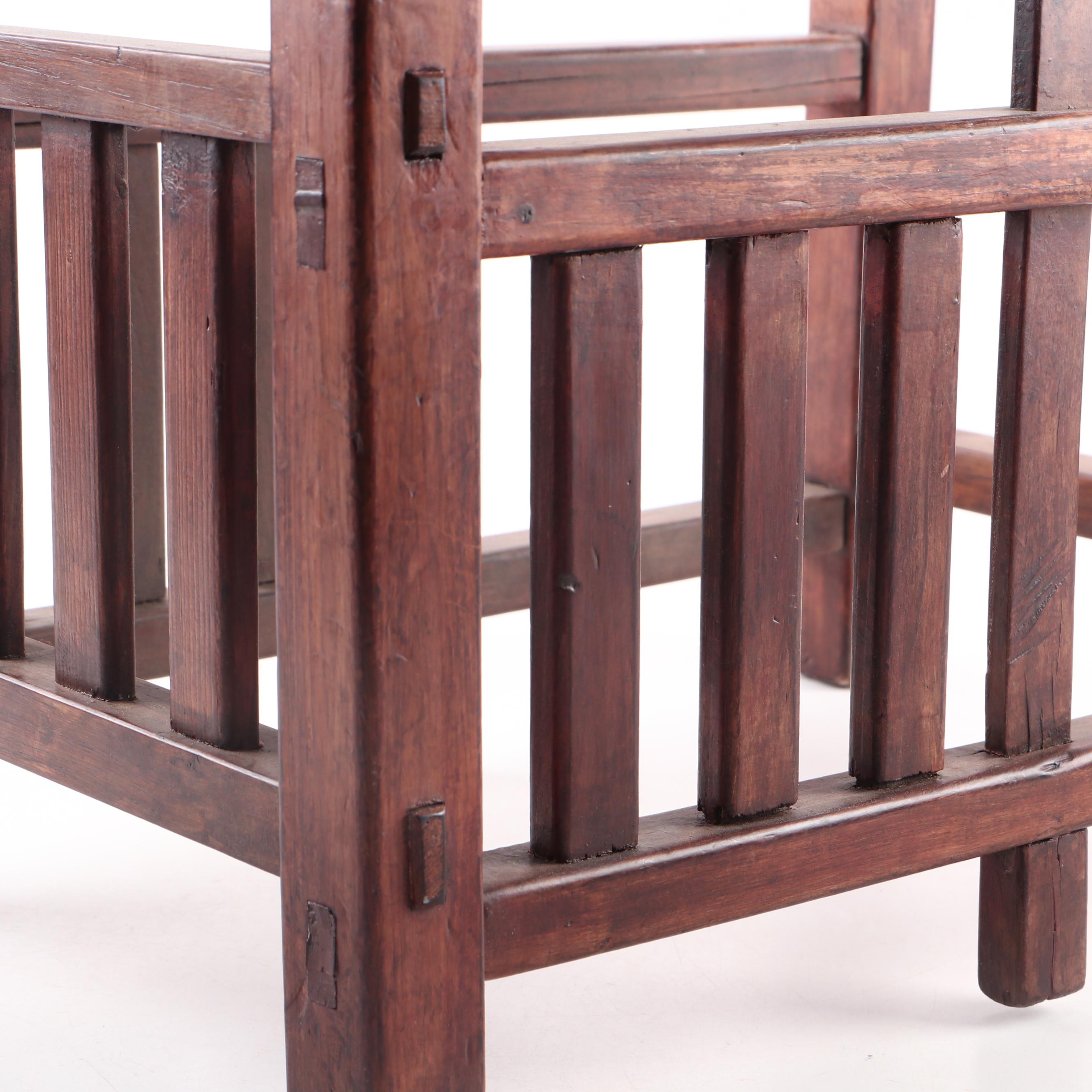 Chinese Hardwood Child's Feeding Chair, 20th Century