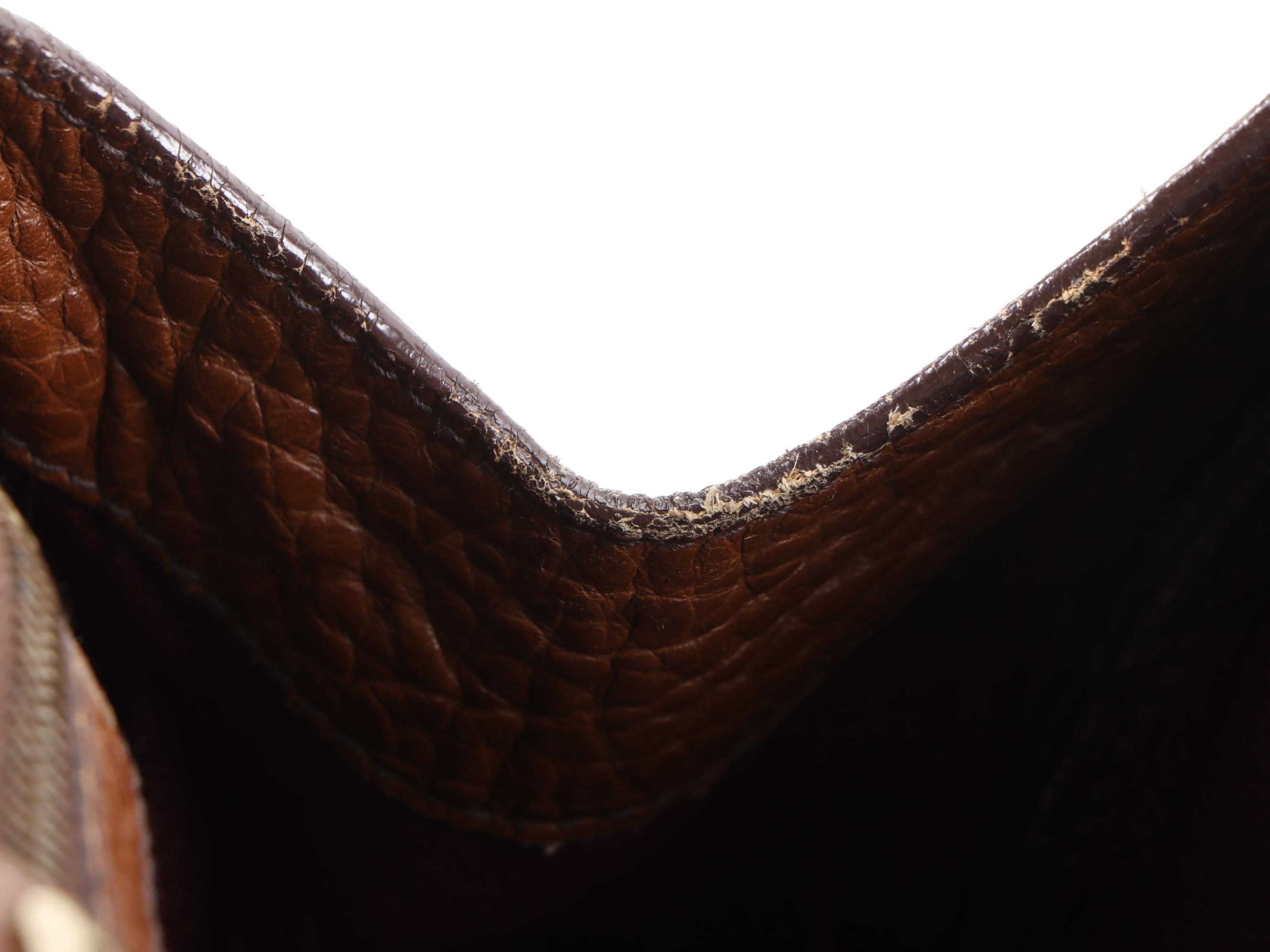 Prada Shoulder Bag in Brown Grained Leather with Berlino Oxblood Leather Lining