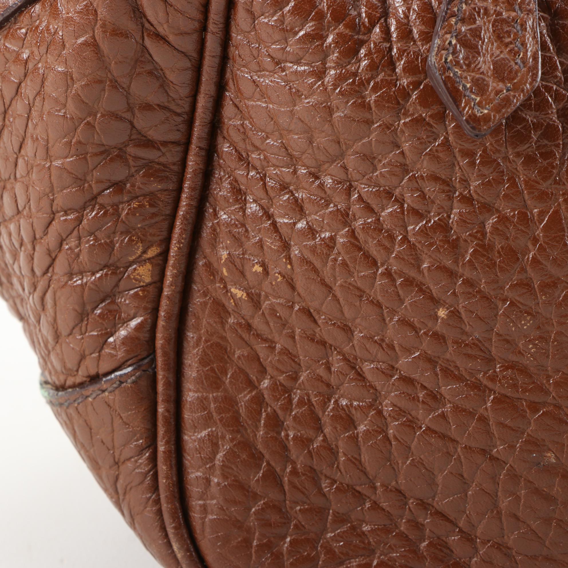 Prada Shoulder Bag in Brown Grained Leather with Berlino Oxblood Leather Lining