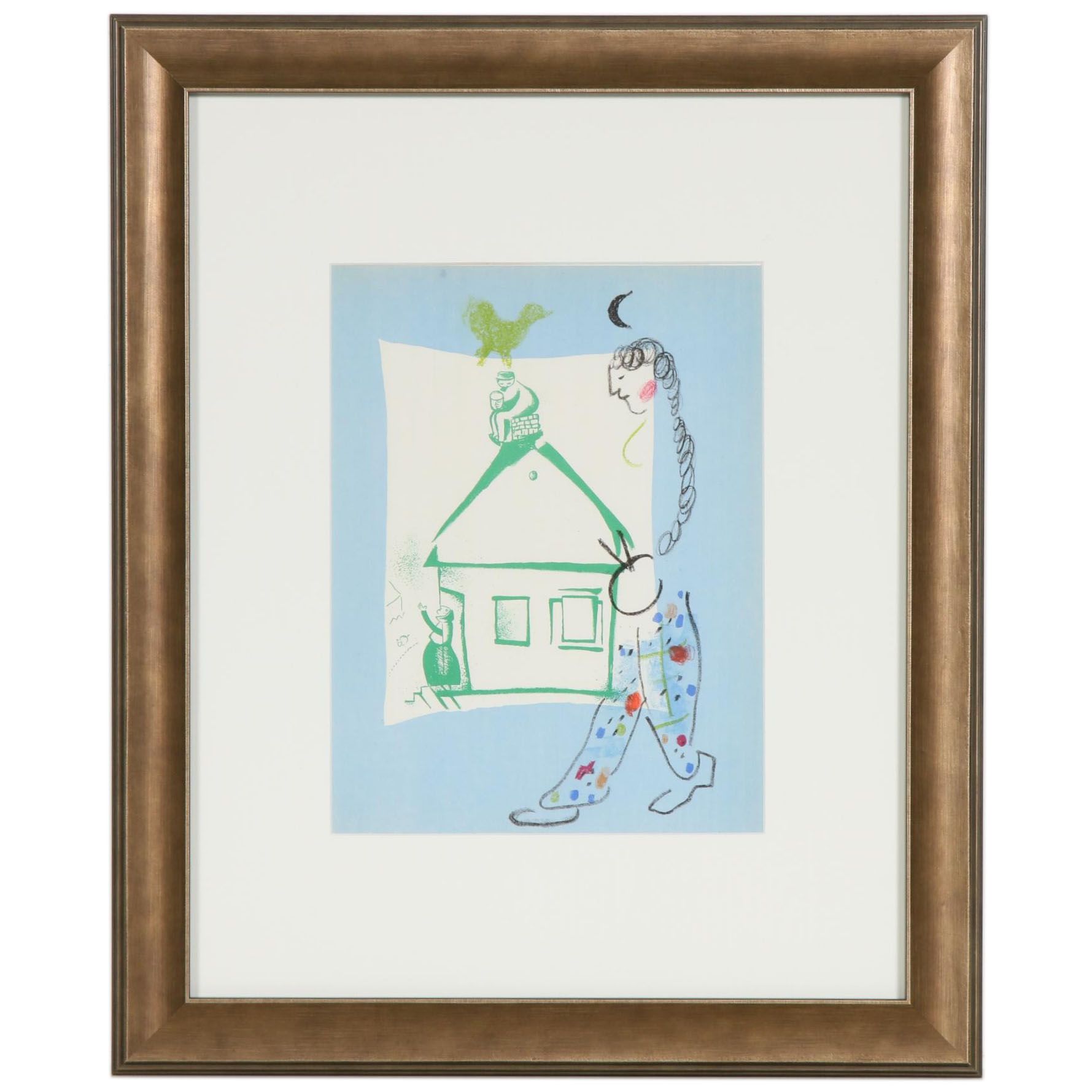 Marc Chagall Color Lithograph "Our House in the Village", 1960
