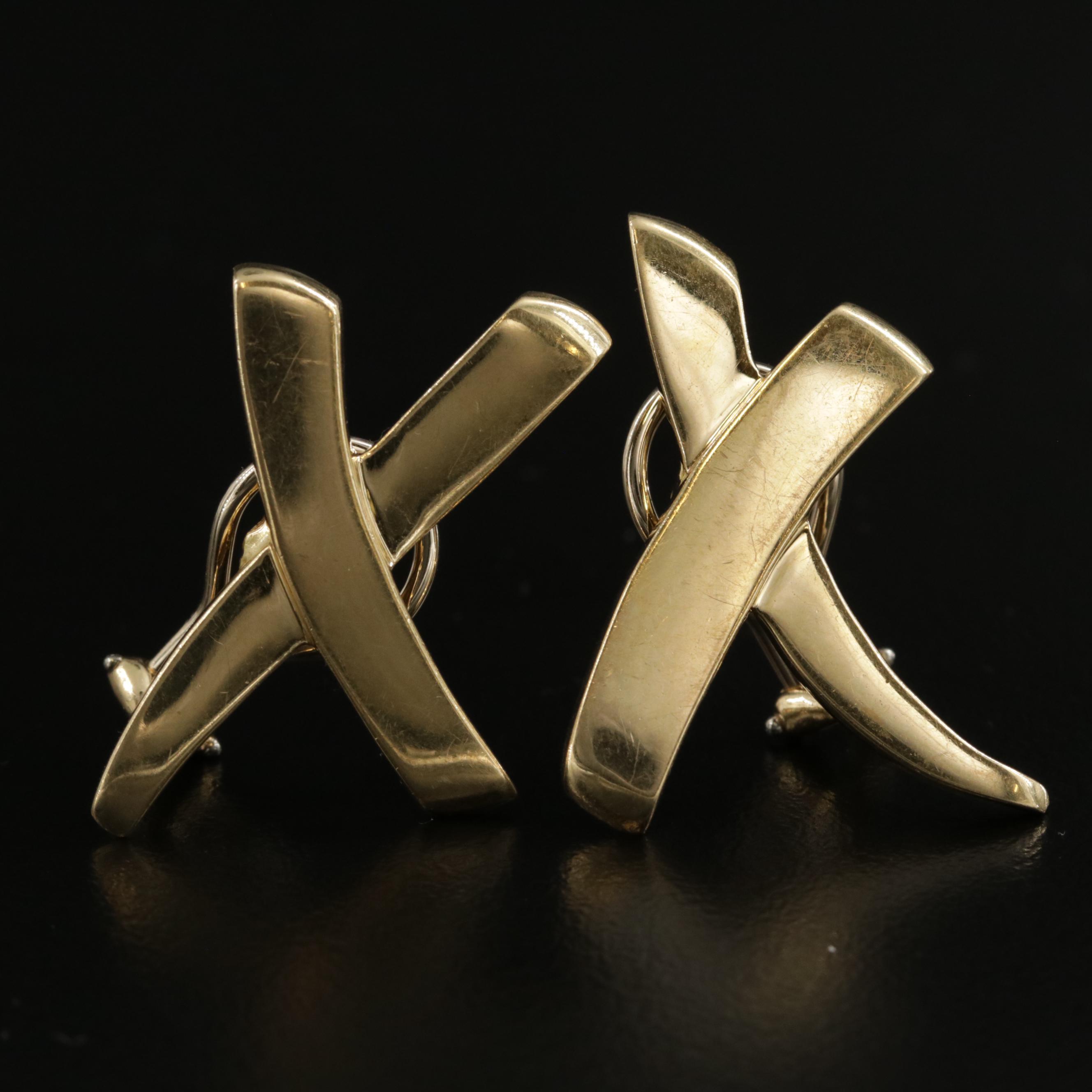 Paloma Picasso for Tiffany & Co. 18K Yellow Gold Graffiti X Earrings