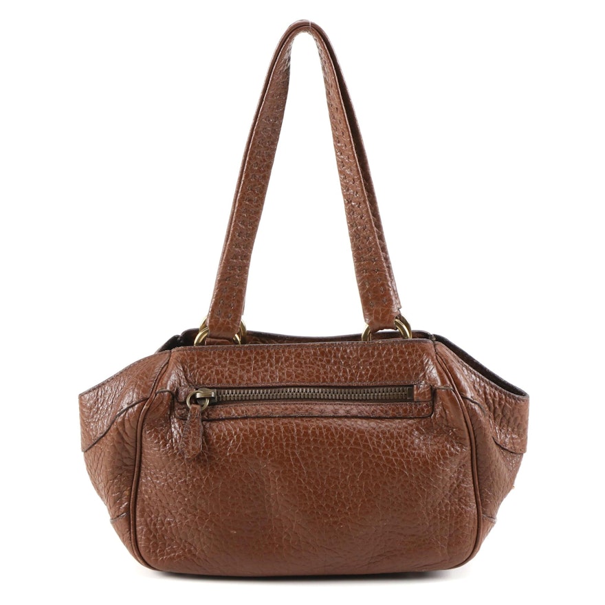 Prada Shoulder Bag in Brown Grained Leather with Berlino Oxblood Leather Lining