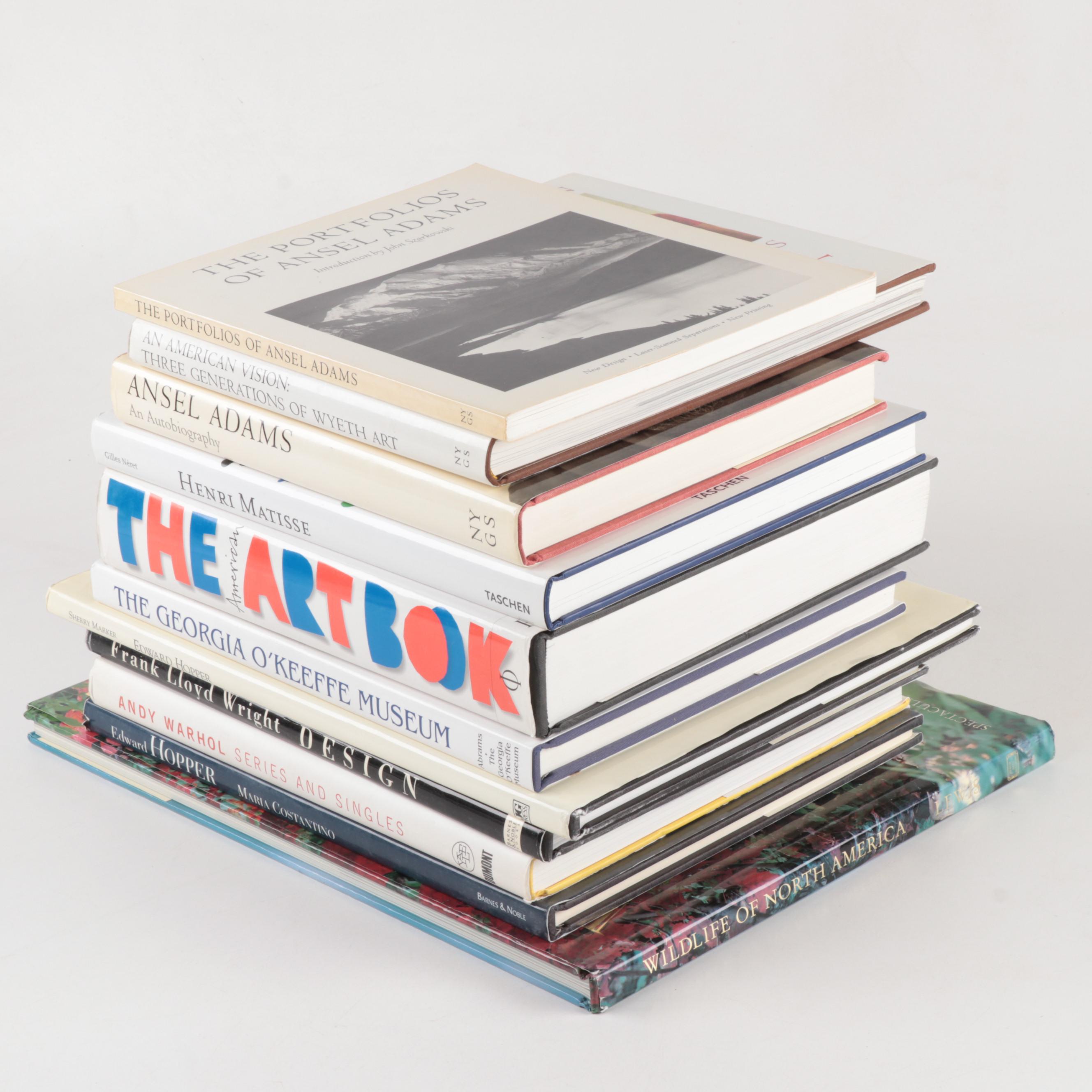 Art Books Including Ansel Adams, Frank Lloyd Wright, and Georgia O'Keeffe