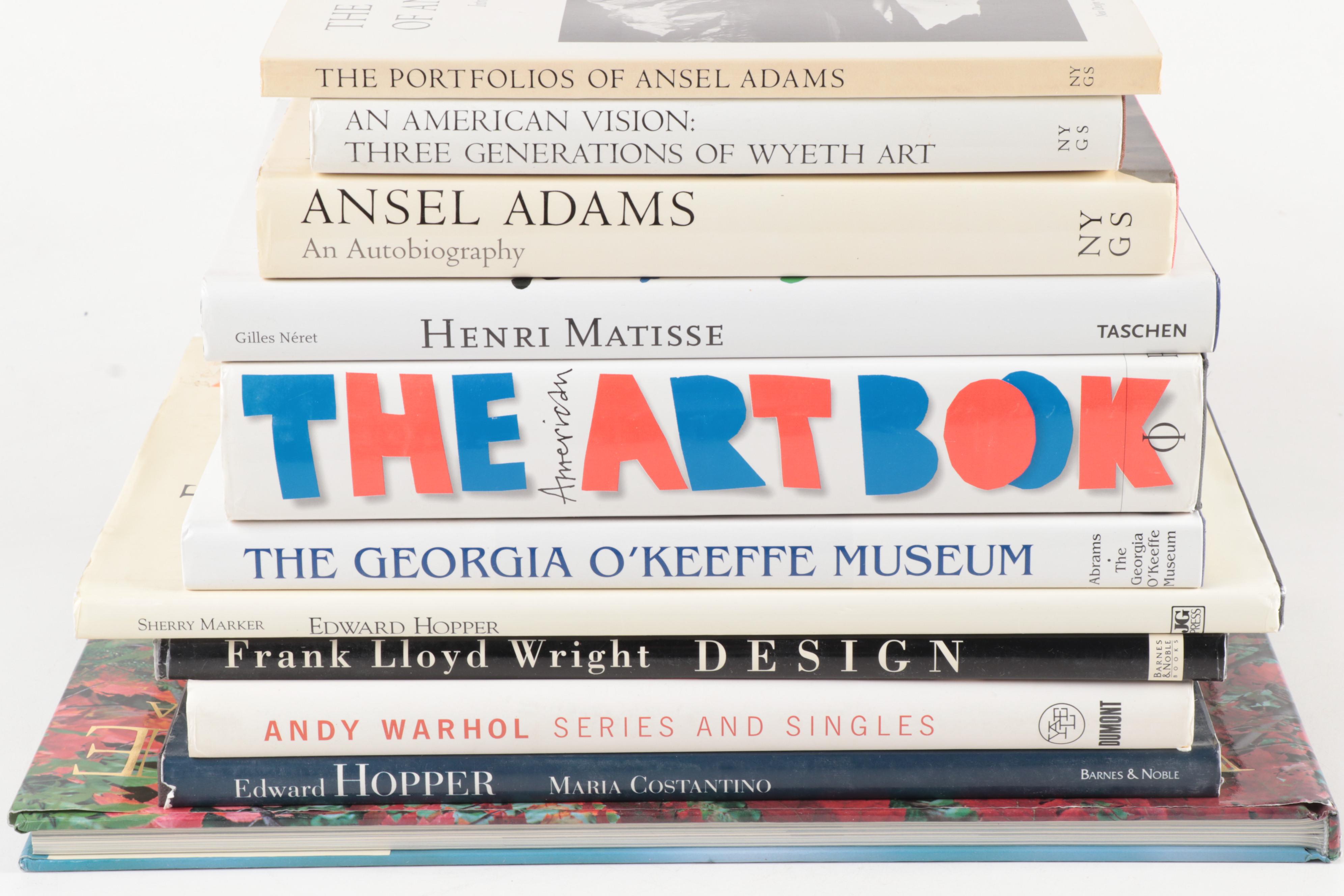 Art Books Including Ansel Adams, Frank Lloyd Wright, and Georgia O'Keeffe
