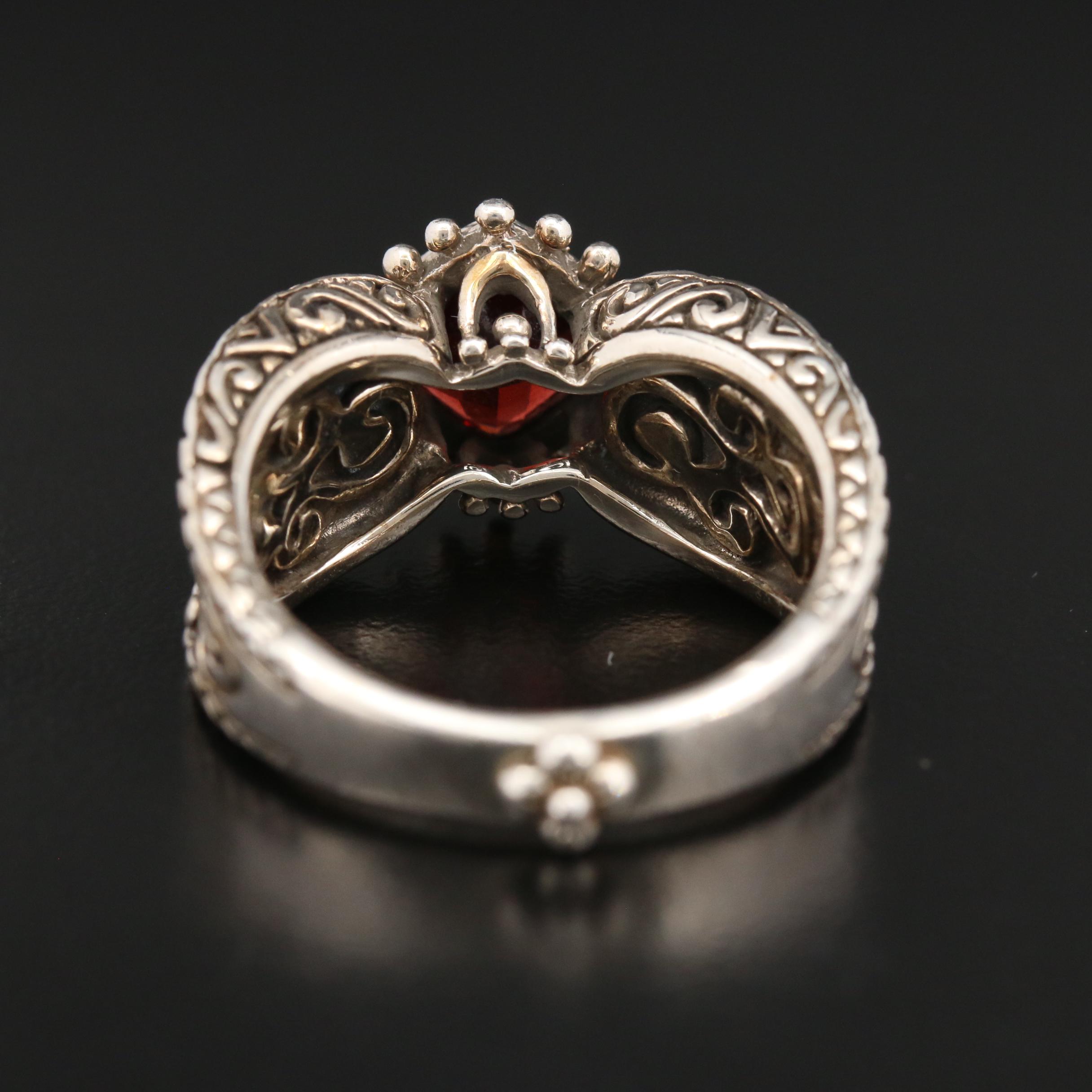 Barbara Bixby Sterling Silver Garnet Ring with 18K Accents