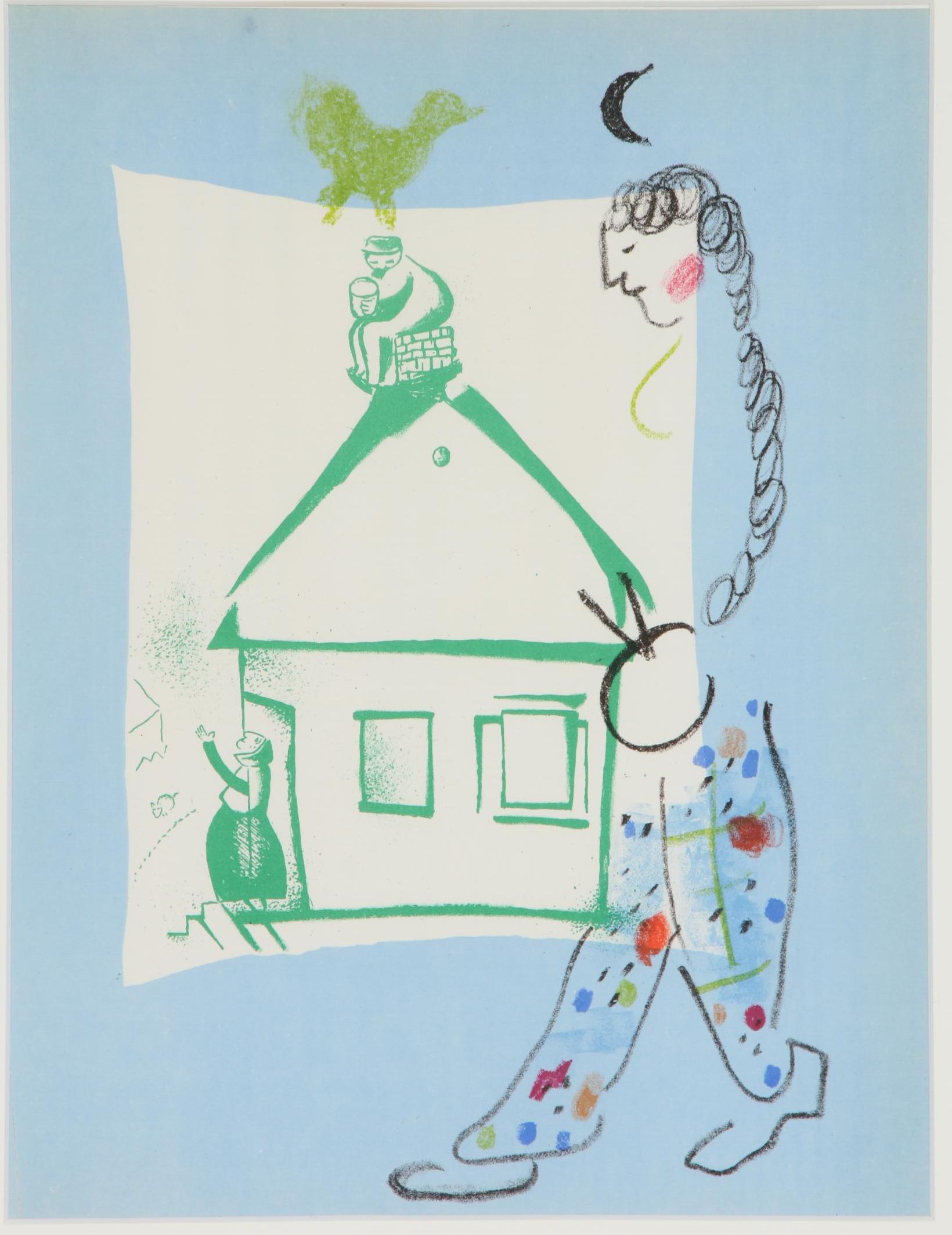 Marc Chagall Color Lithograph "Our House in the Village", 1960