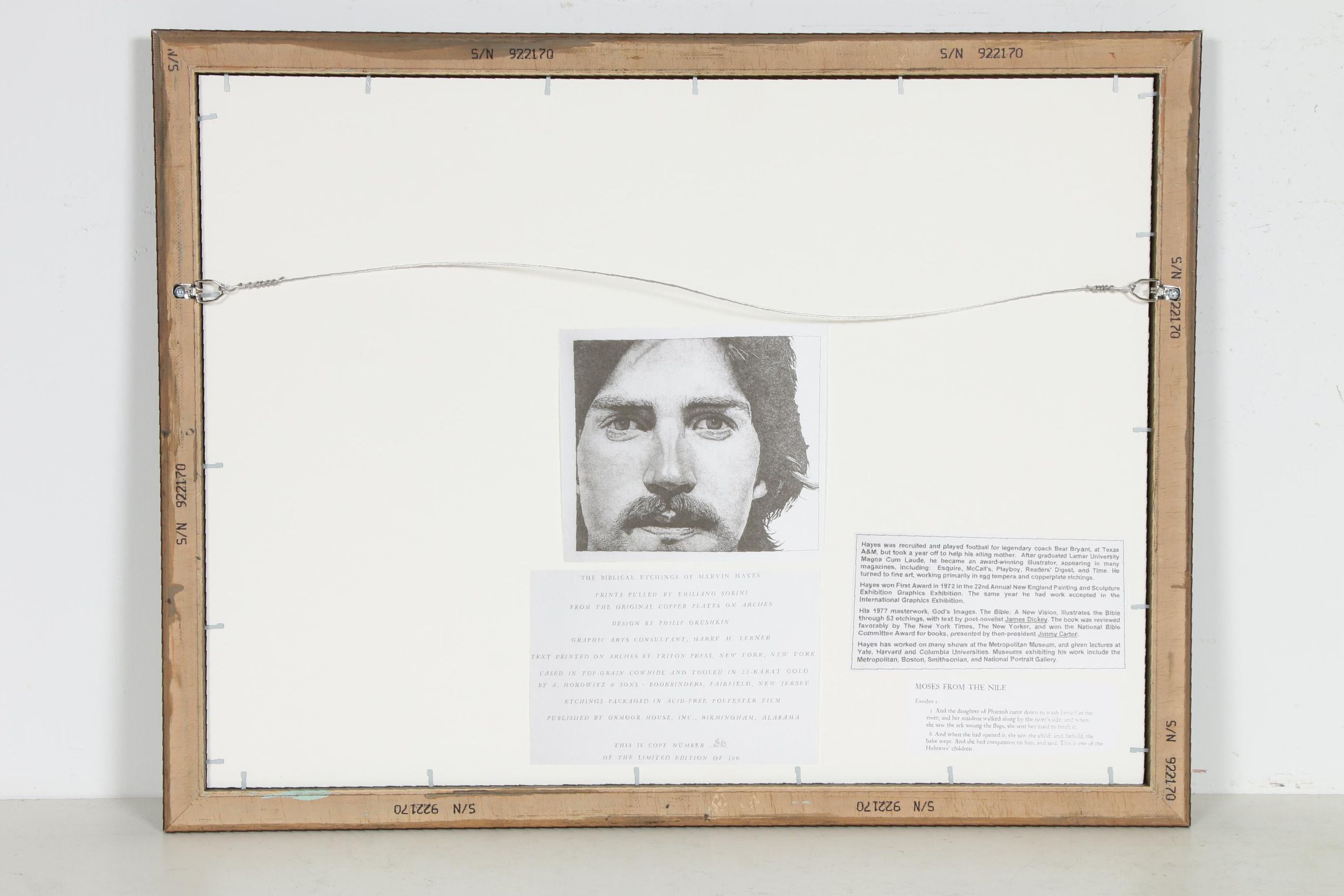 Marvin Hayes Biblical Etching "Moses - From the Nile", 1976