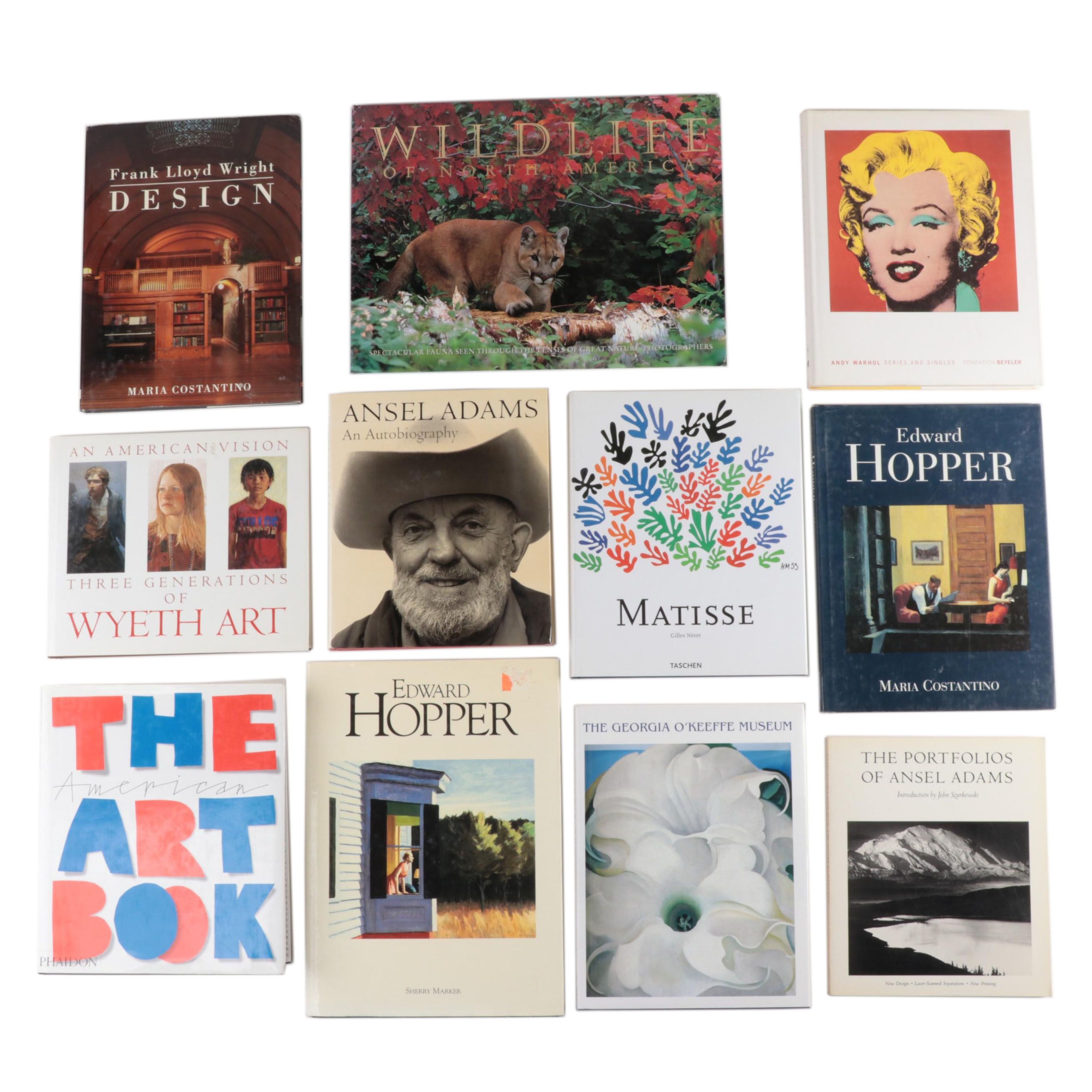 Art Books Including Ansel Adams, Frank Lloyd Wright, and Georgia O'Keeffe
