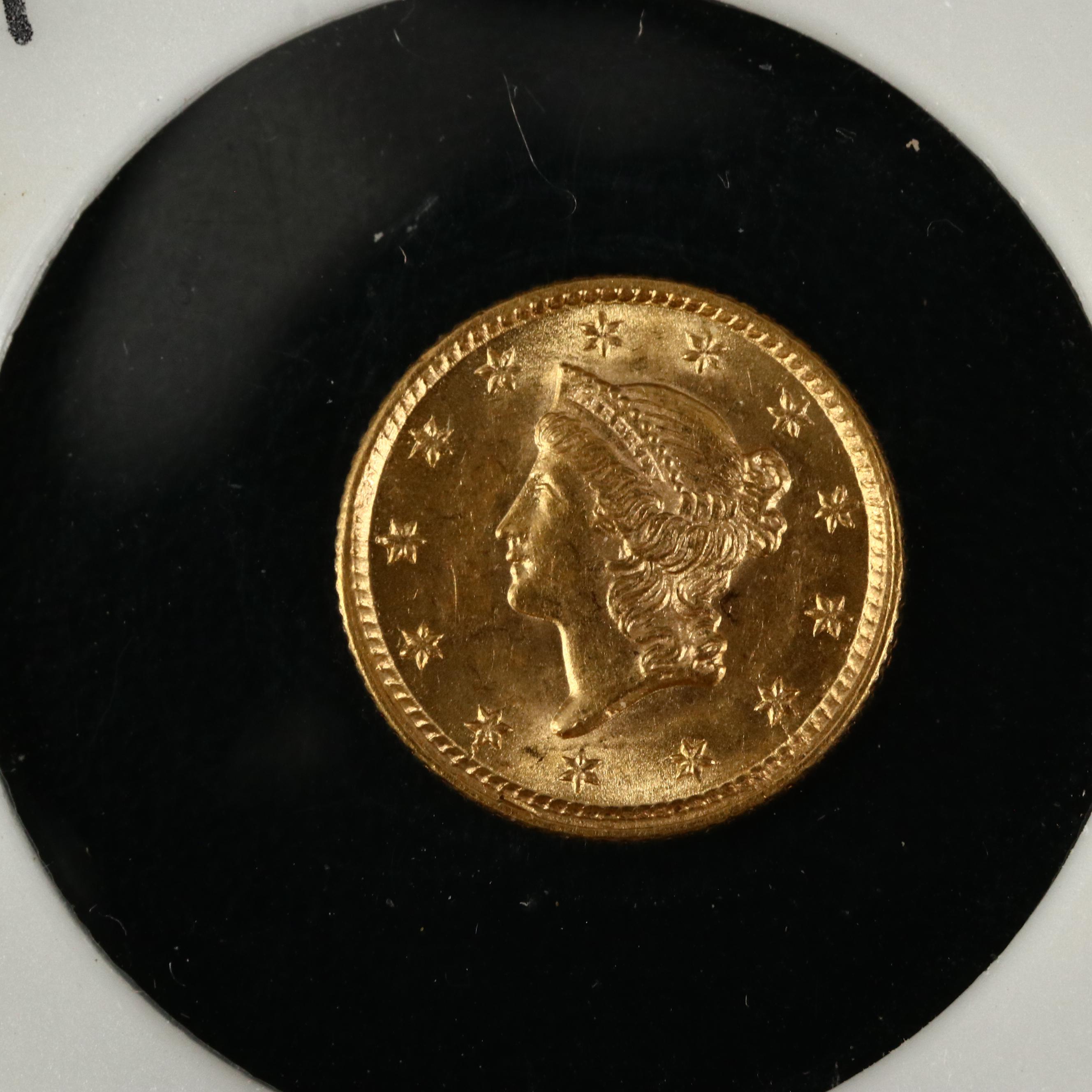 1854 One Dollar Gold Liberty Head Coin