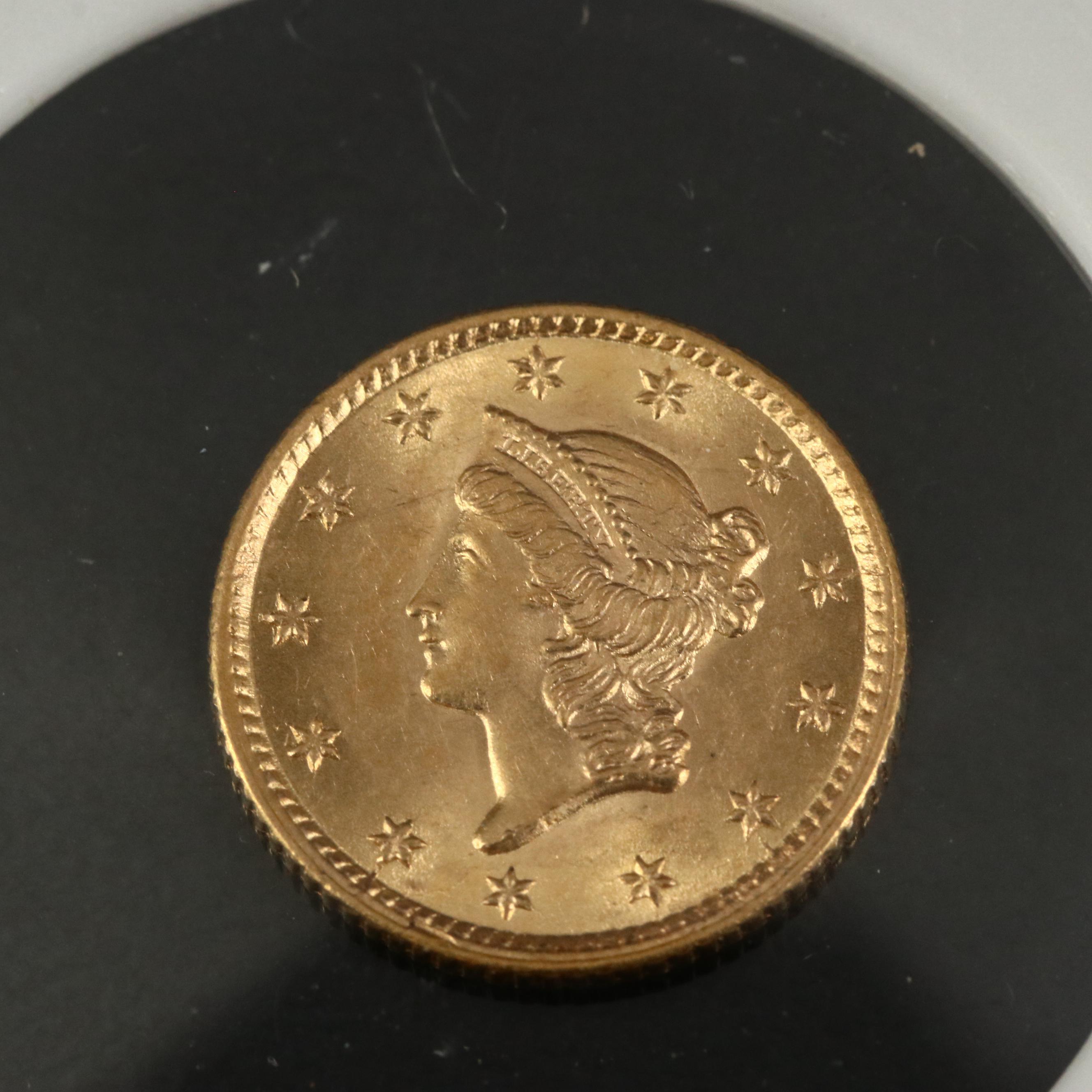 1854 One Dollar Gold Liberty Head Coin