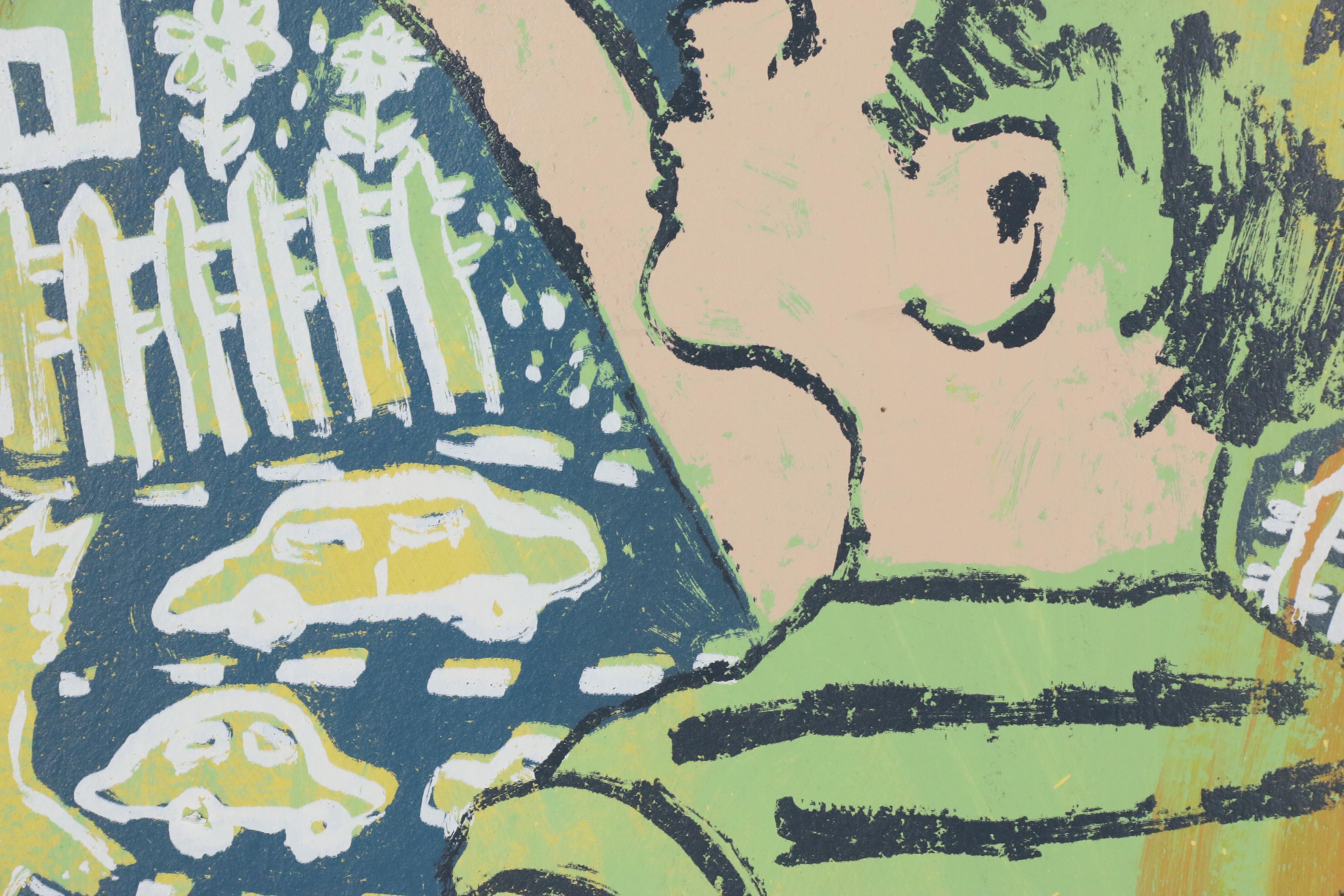 David Bromley Embellished Serigraph "Young Artist Vertical"