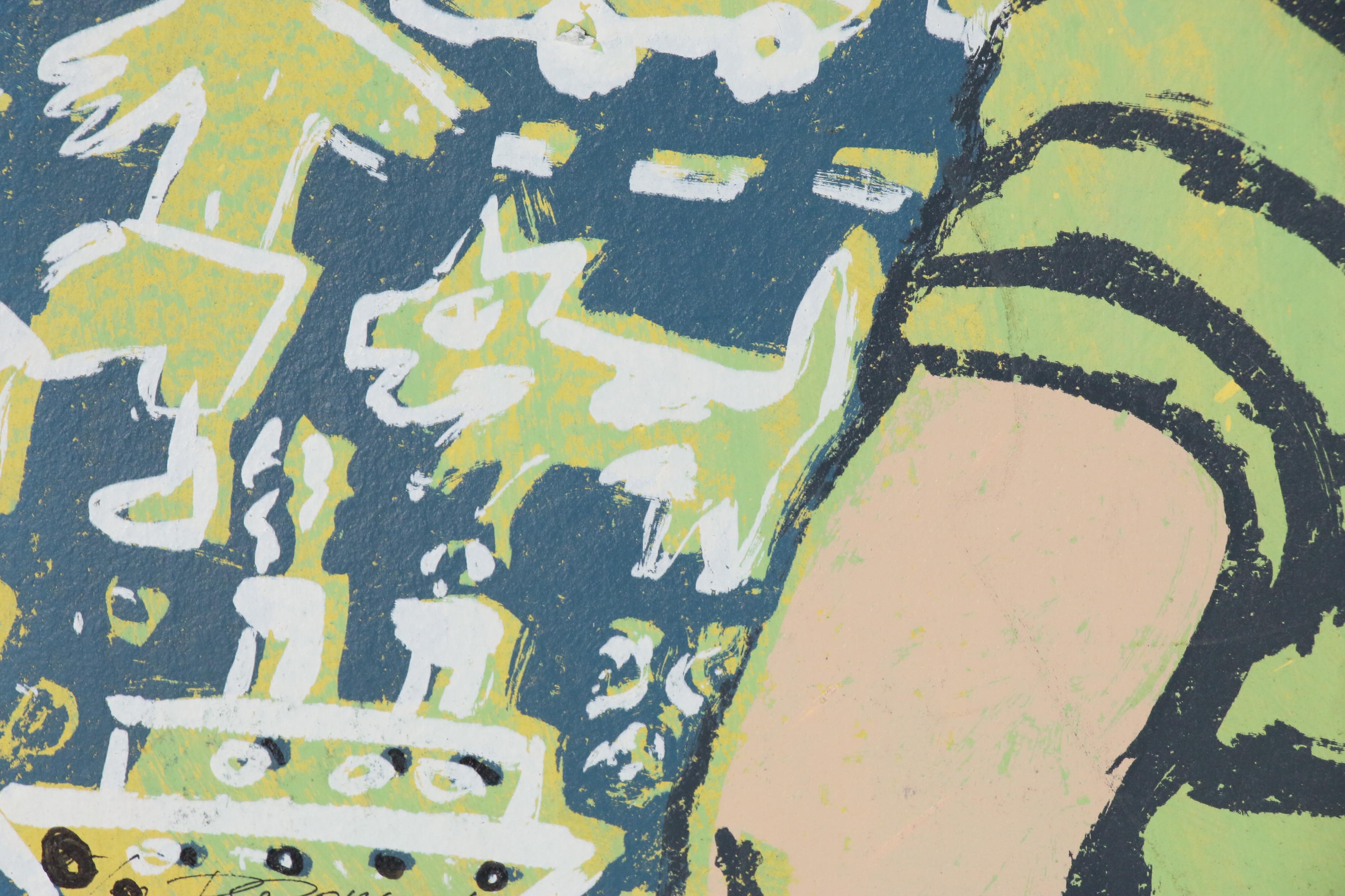 David Bromley Embellished Serigraph "Young Artist Vertical"